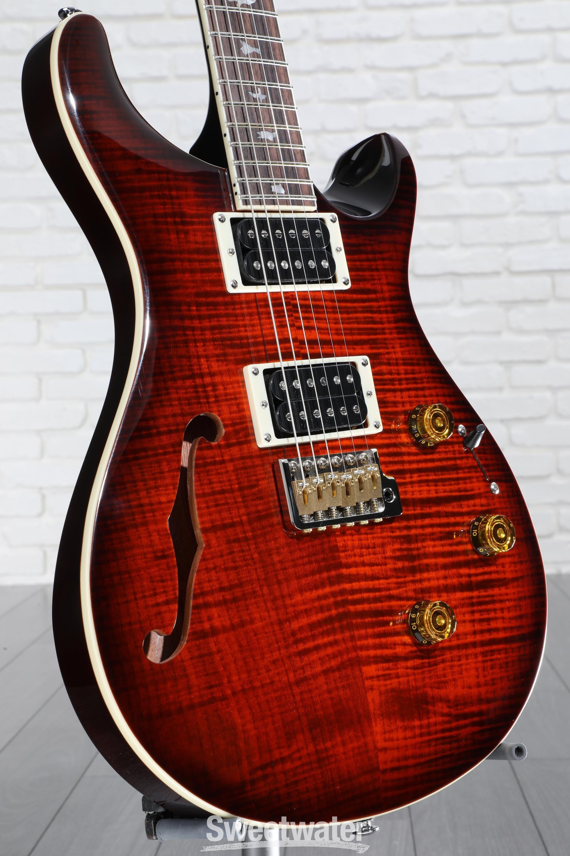 PRS SE Custom 24 Semi-Hollow Piezo Electric Guitar - Orange Tiger