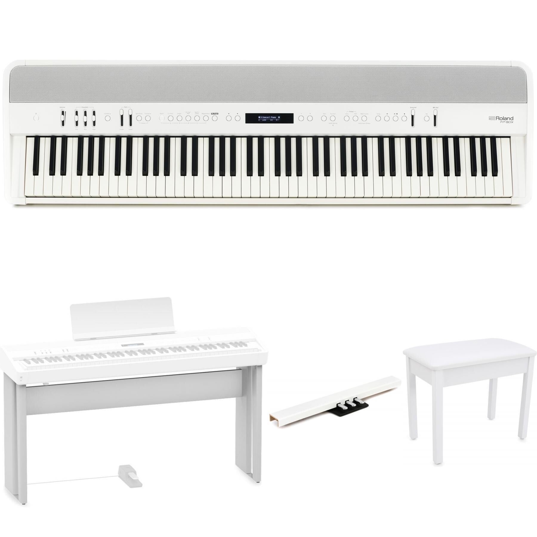 Roland FP-90X Digital Piano Home Bundle- White | Sweetwater