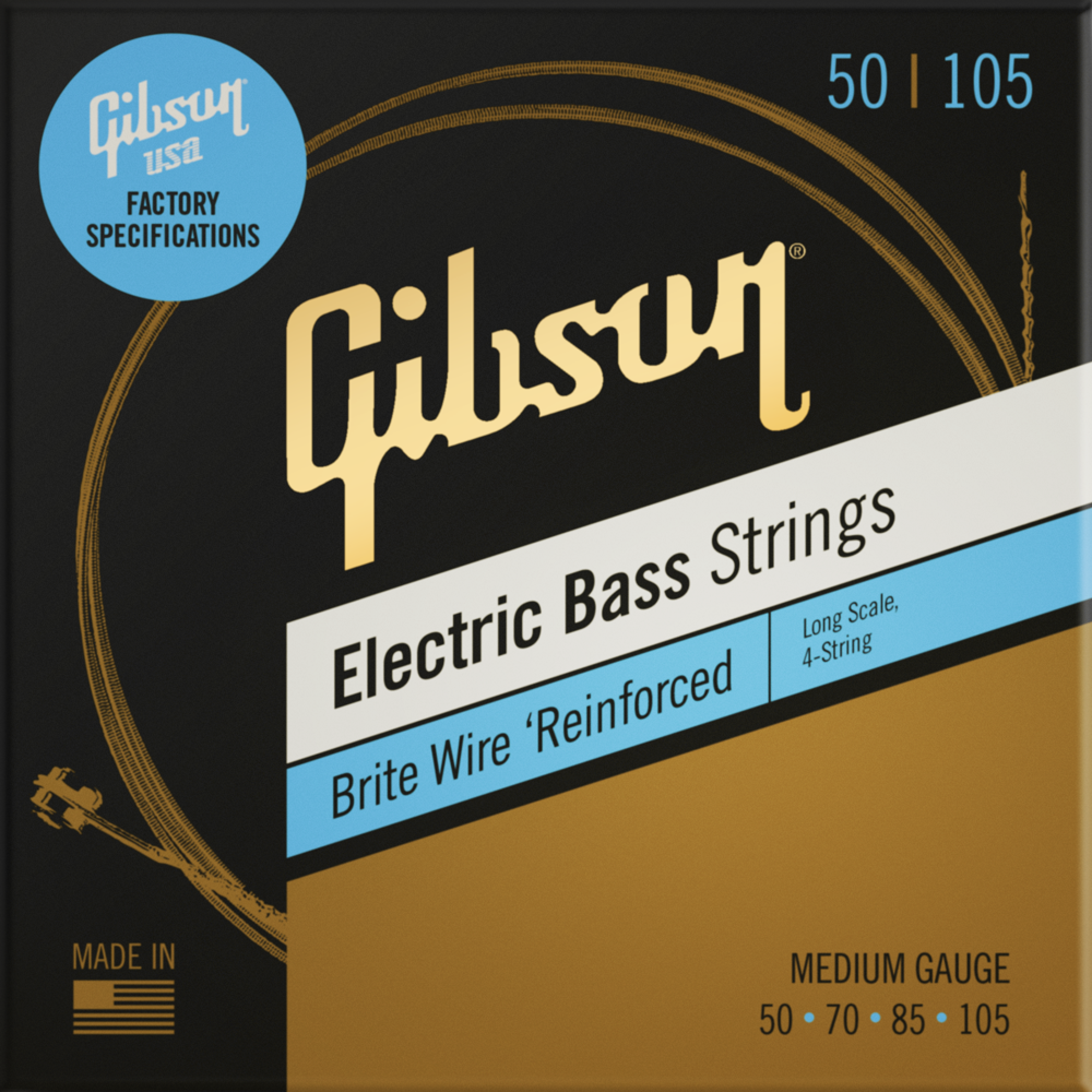 Photo of Gibson Accessories SBG-LSM Brite Wire Electric Bass Guitar Strings - .050-.105 Medium Long Scale