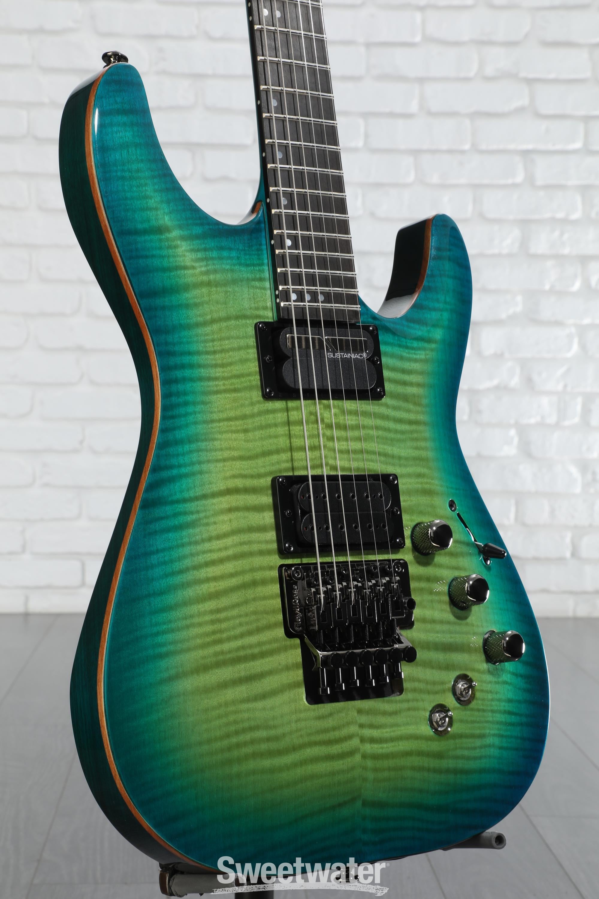 ギター SCHECTER BLACKJACK SLS C-1 FR Sustainiac Schecter BlackJack SLS C-1 FR-S Electric Guitar - Aquaburst