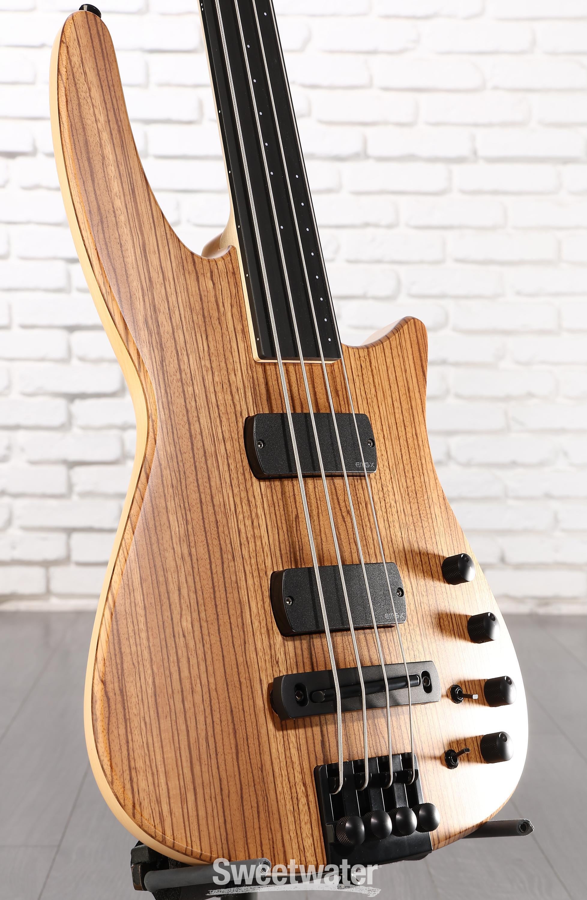Photo of NS Design CR4 Radius Fretless Bass Guitar - Zebrawood - Sweetwater USA Exclusive