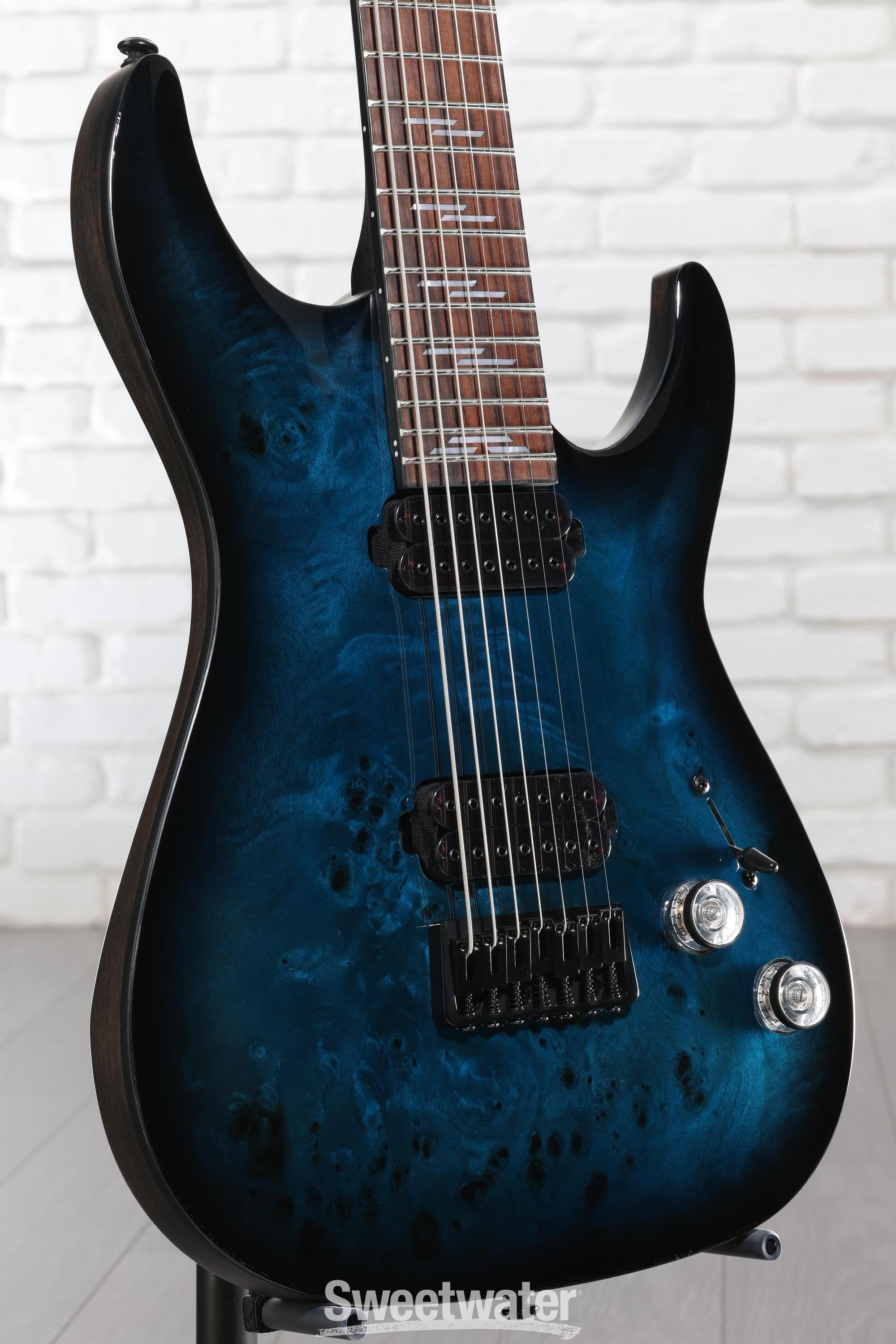 Schecter Omen Elite-7 Electric Guitar - See Thru Blue Burst