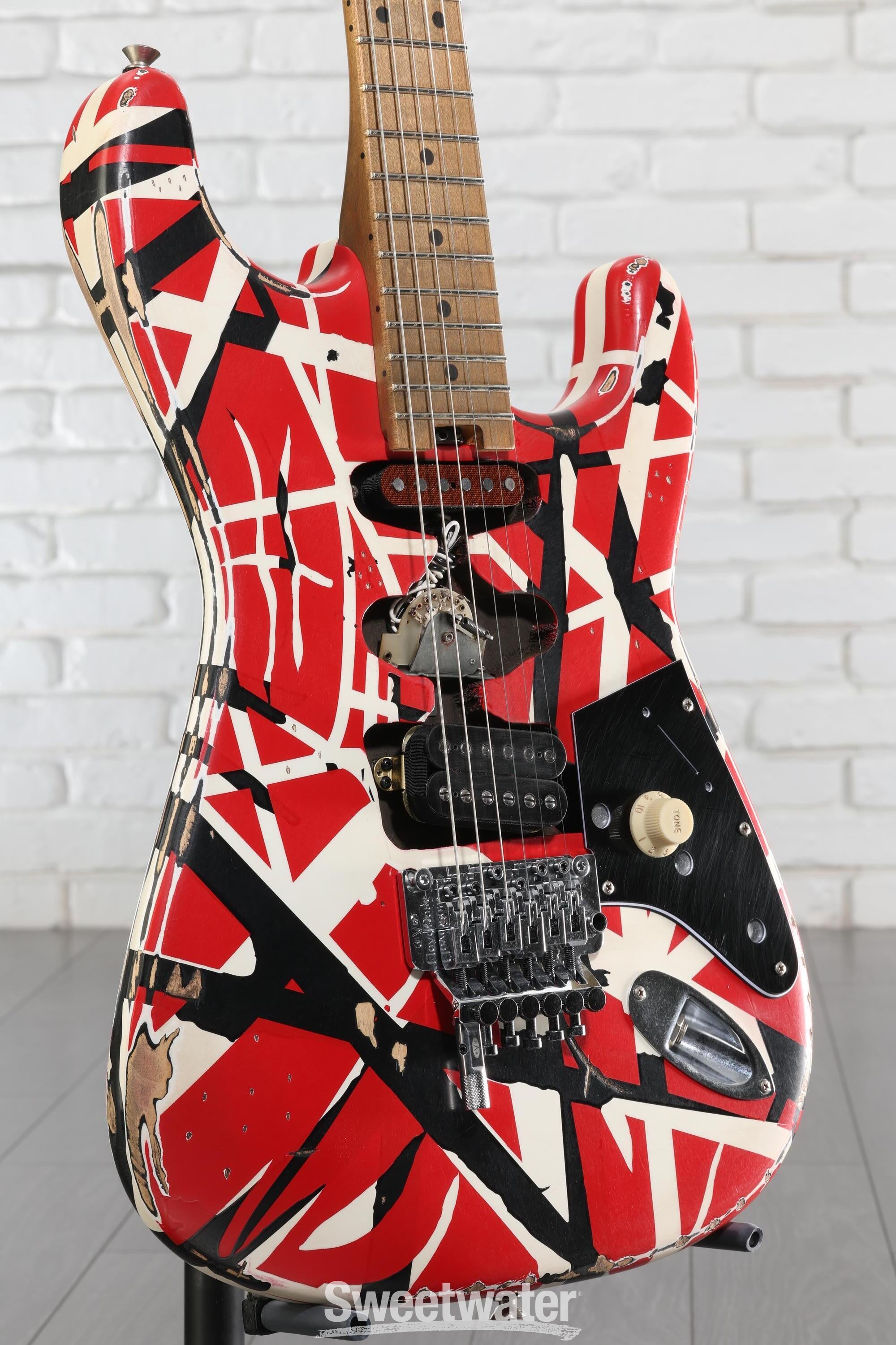 EVH Striped Series Frankenstein Relic - Red/Black/White | Sweetwater