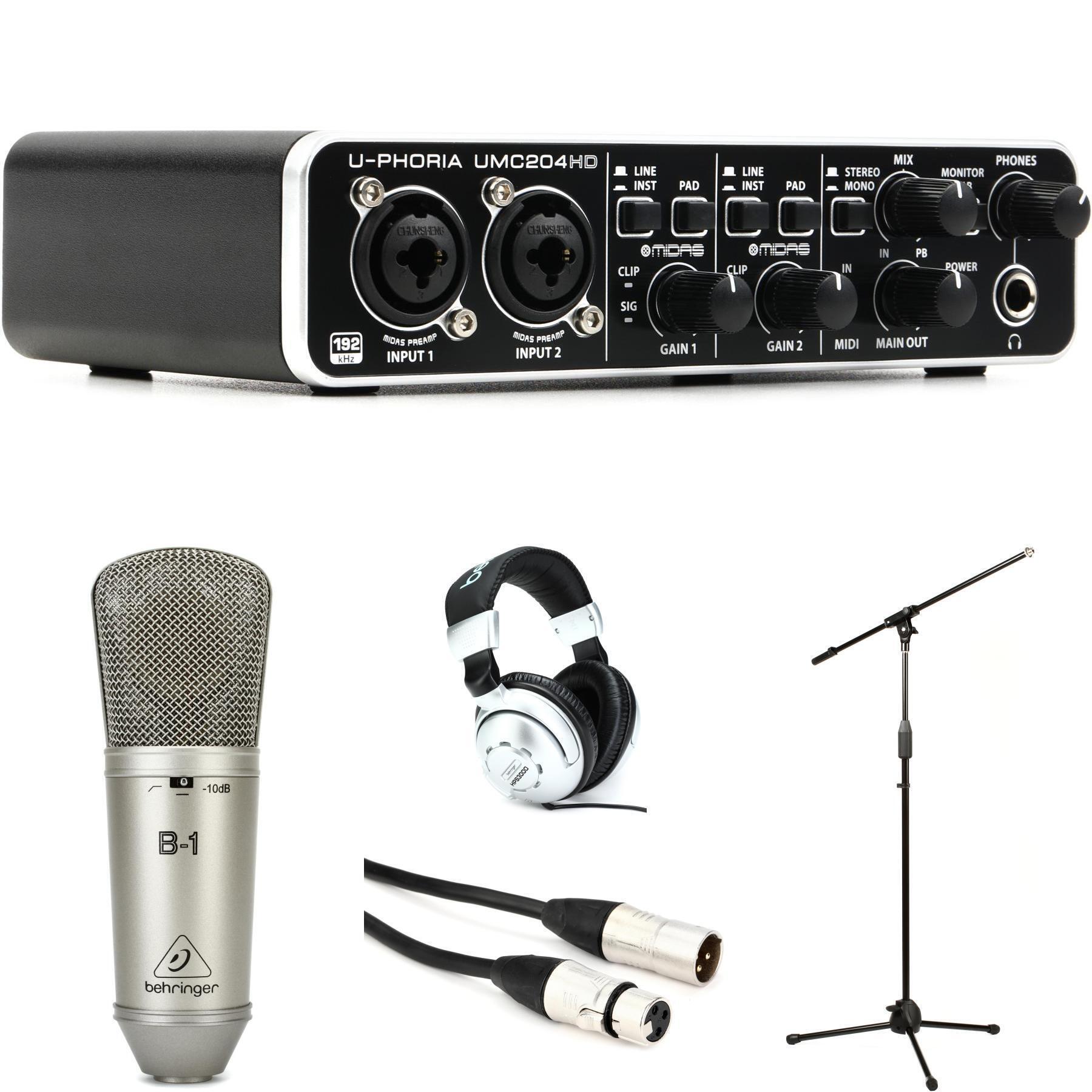 Behringer U-Phoria UMC204HD USB Audio Interface and B-1 Microphone Bundle |  Sweetwater