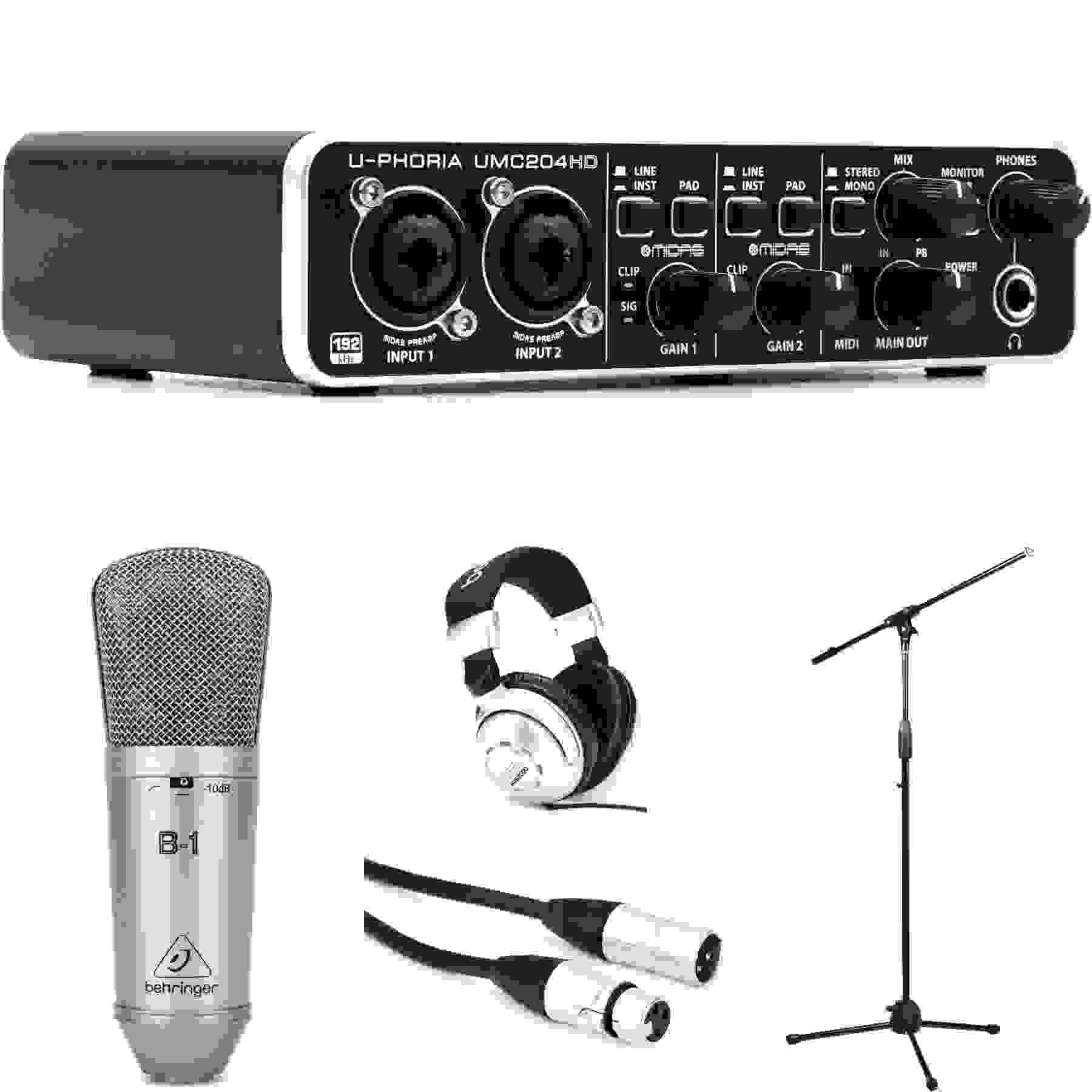 Behringer U-Phoria UMC204HD USB Audio Interface and B-1 Microphone Bundle