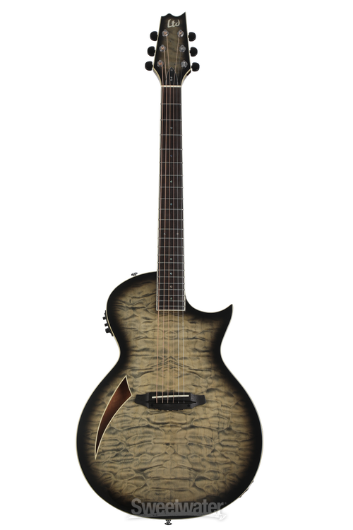 ESP LTD TL-6QM Thinline Acoustic-electric Guitar - Charcoal Burst