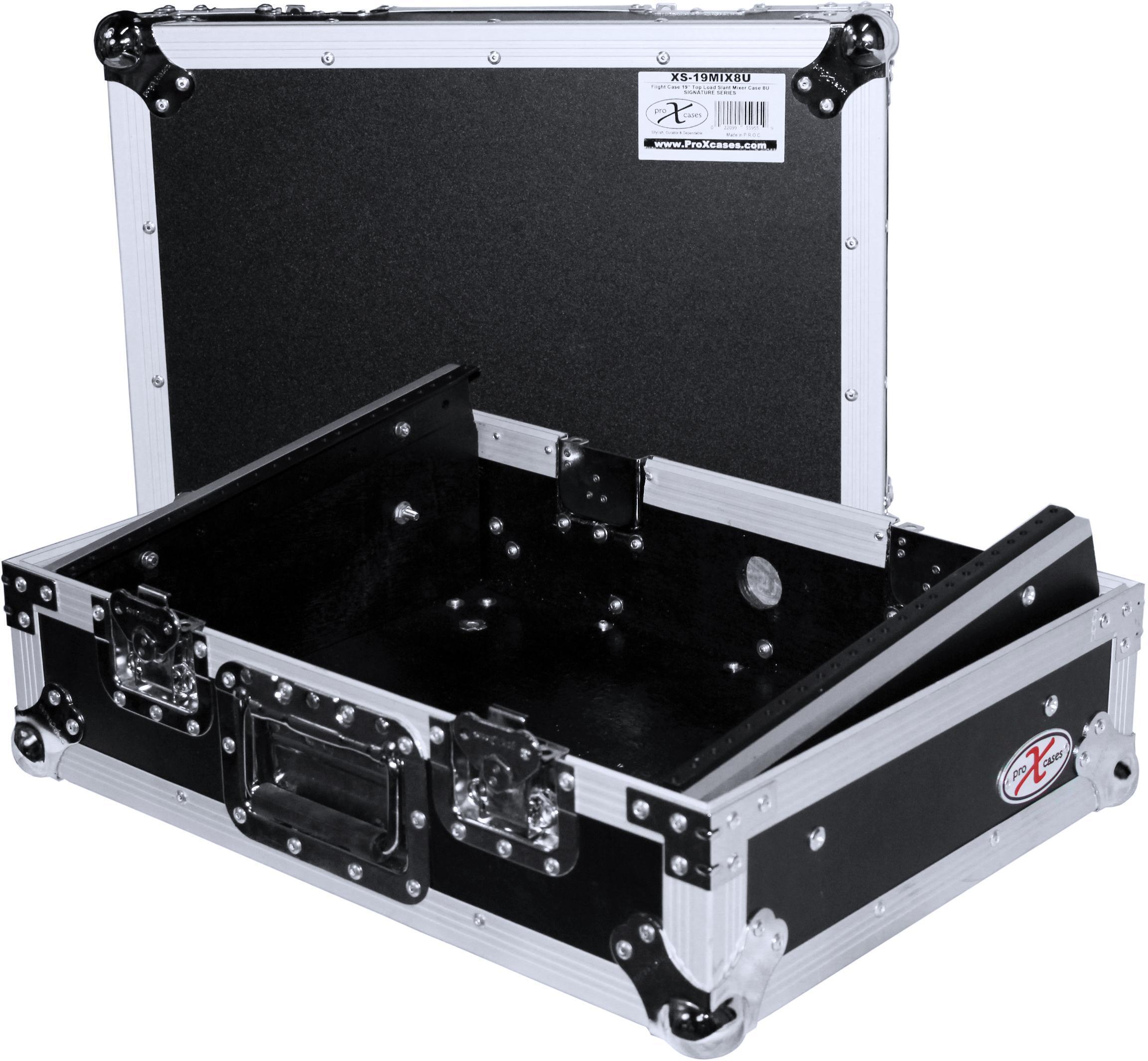 ProX 8U Top-mount 19-inch Slanted DJ/Mixer Case