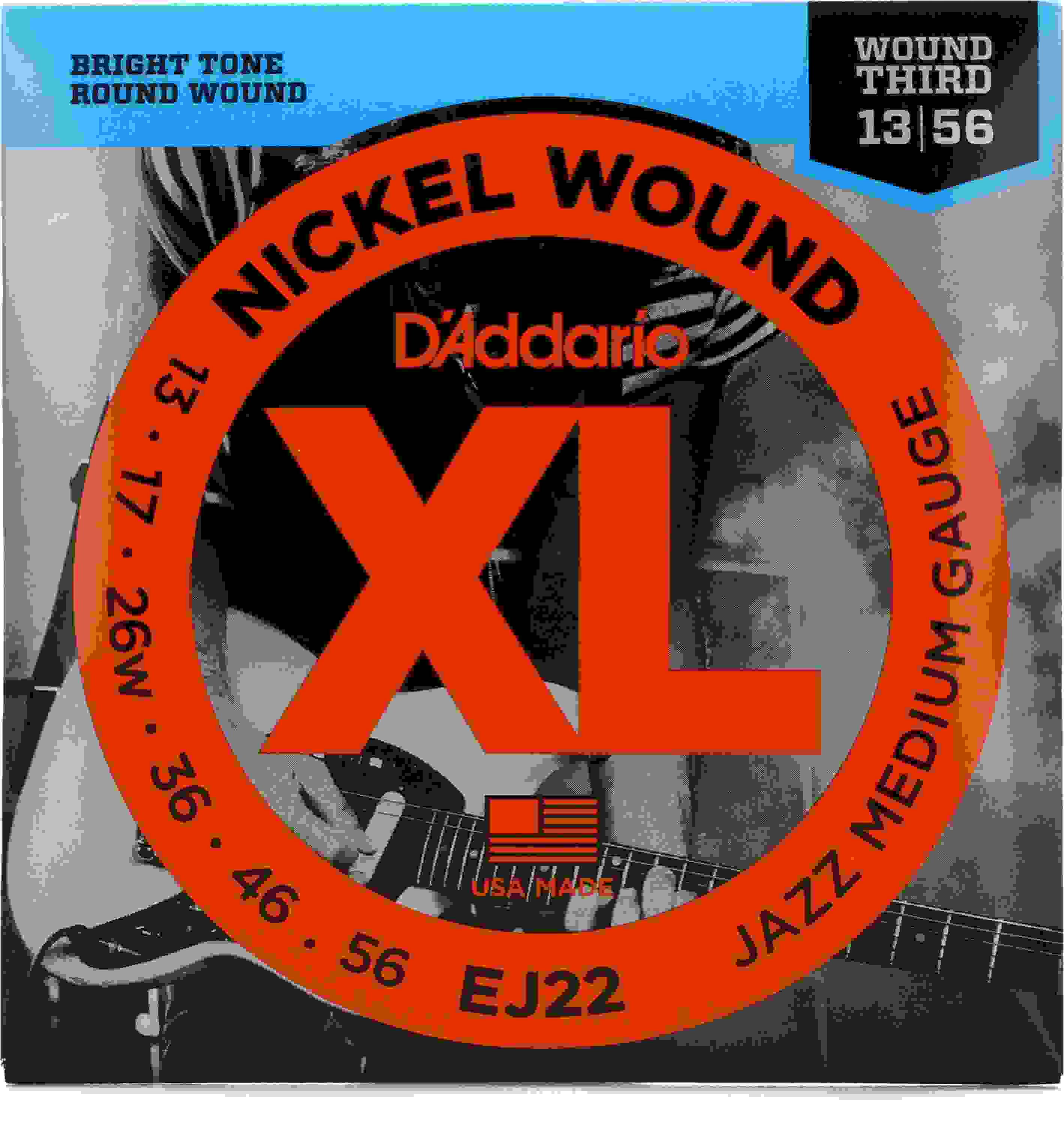 D'Addario EJ22 XL Nickel Wound Electric Guitar Strings .013.056 Jazz