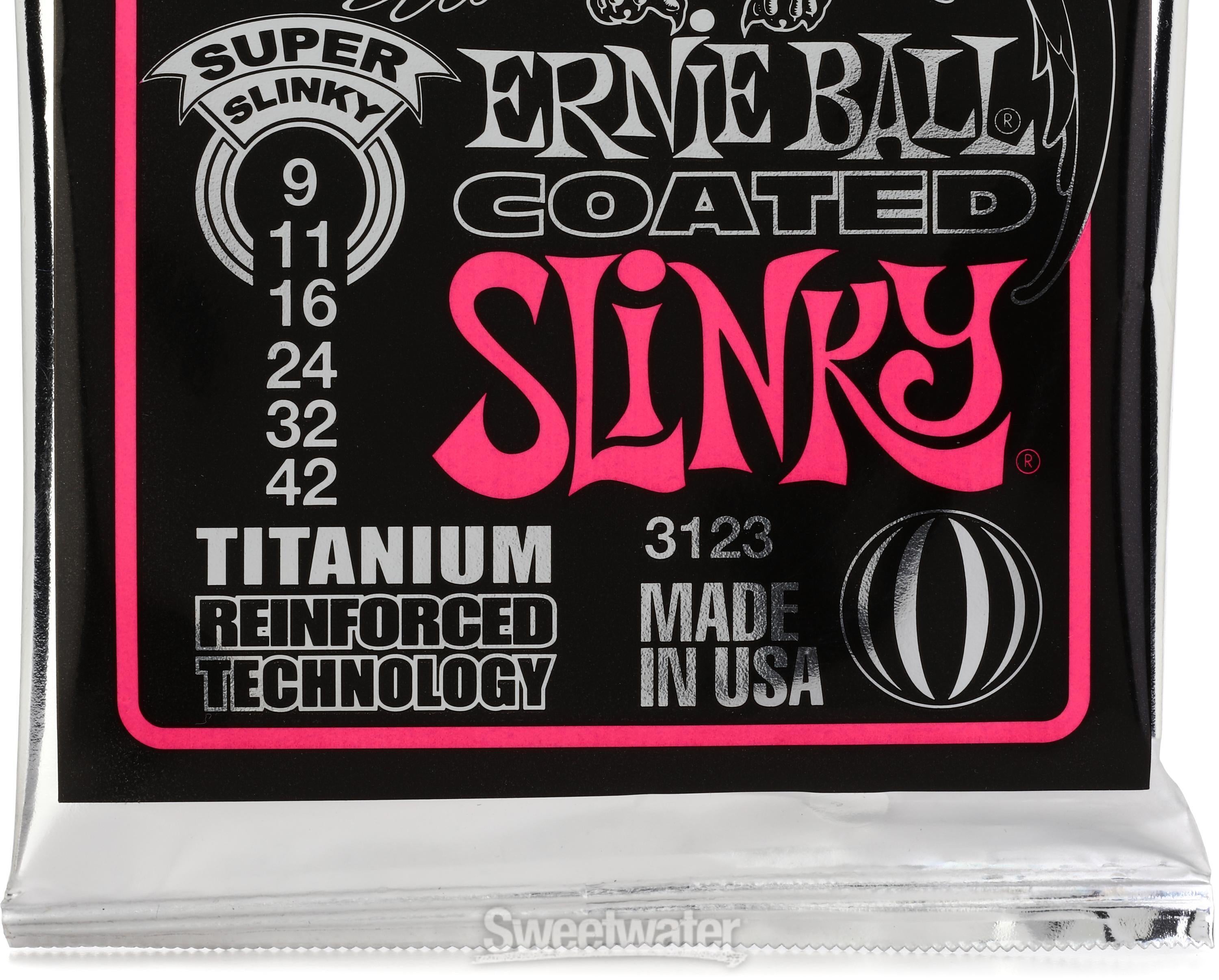 Ernie Ball 3123 Super Slinky Coated Titanium RPS Electric Guitar Strings -  .009-.042