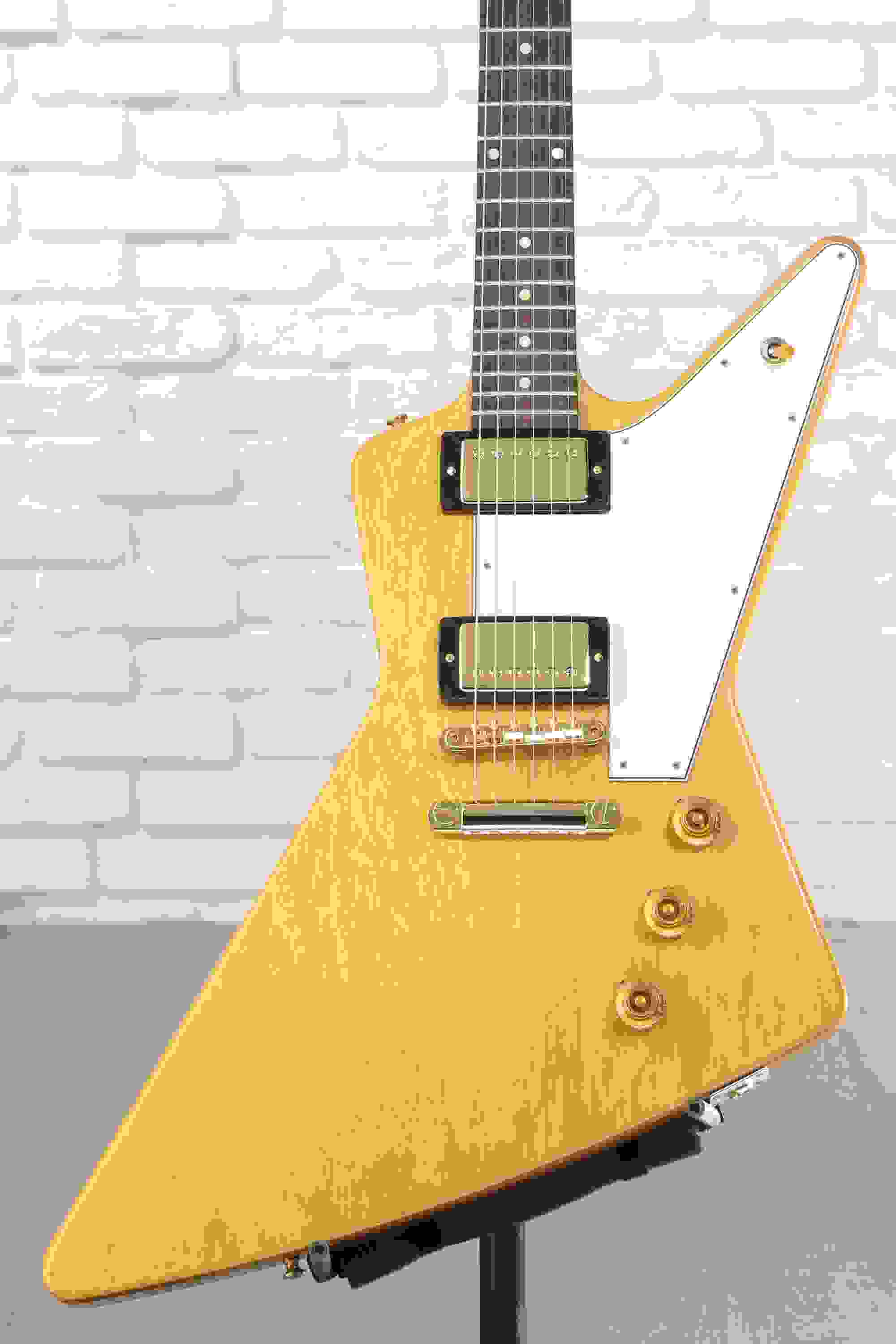 Gibson Custom 1958 Korina Explorer Electric Guitar - Natural, VOS, White Pickguard