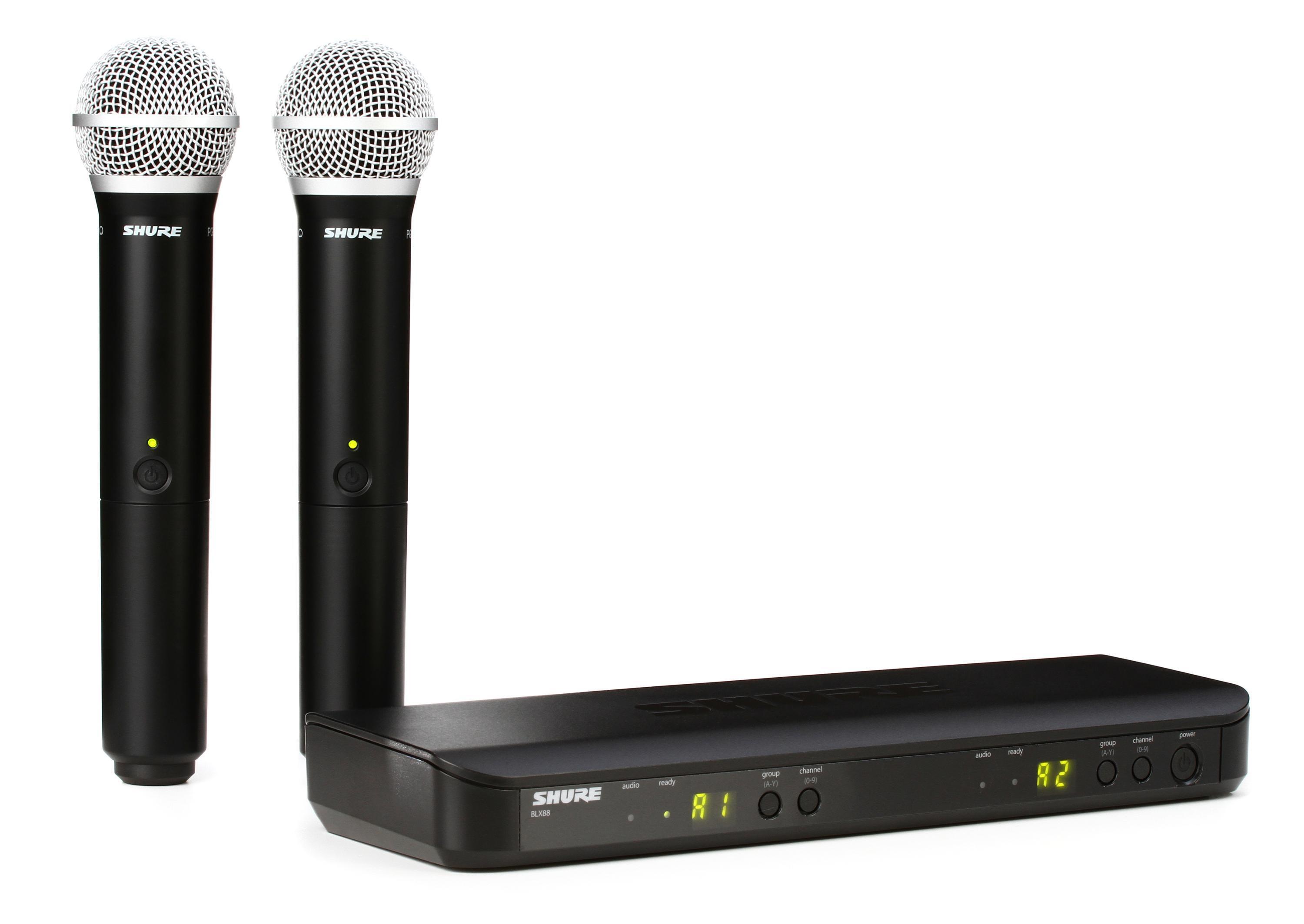 Shure BLX288/PG58 Dual Channel Wireless Handheld Microphone System - H10  Band