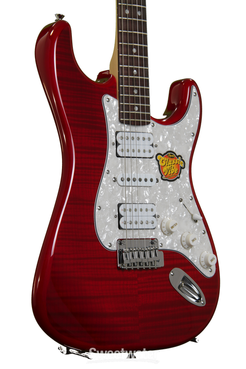 Squier Stratocaster Deluxe HSH - Crimson Red Transparent