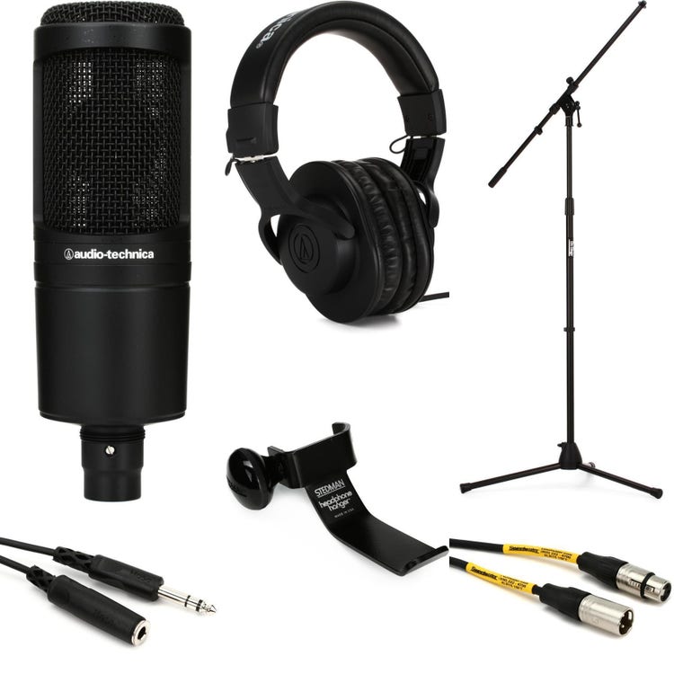 Audio Technica AT2020 Studio Recording Microphone-Cardioid Condenser  Mic+Boom 