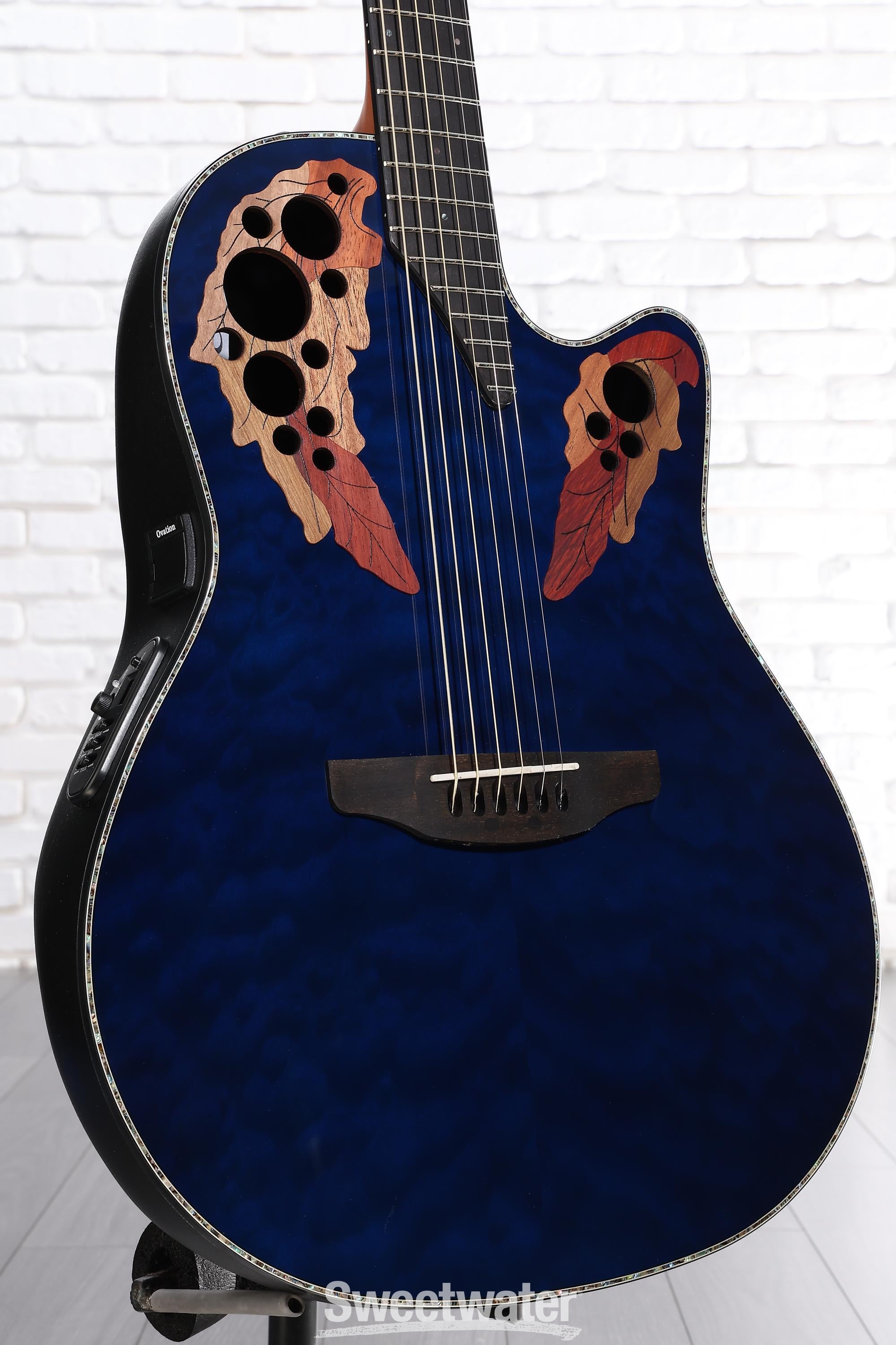 Photo of Ovation Celebrity Elite Plus CE44P-8TQ Mid-Depth Acoustic-Electric Guitar - Caribbean Blue
