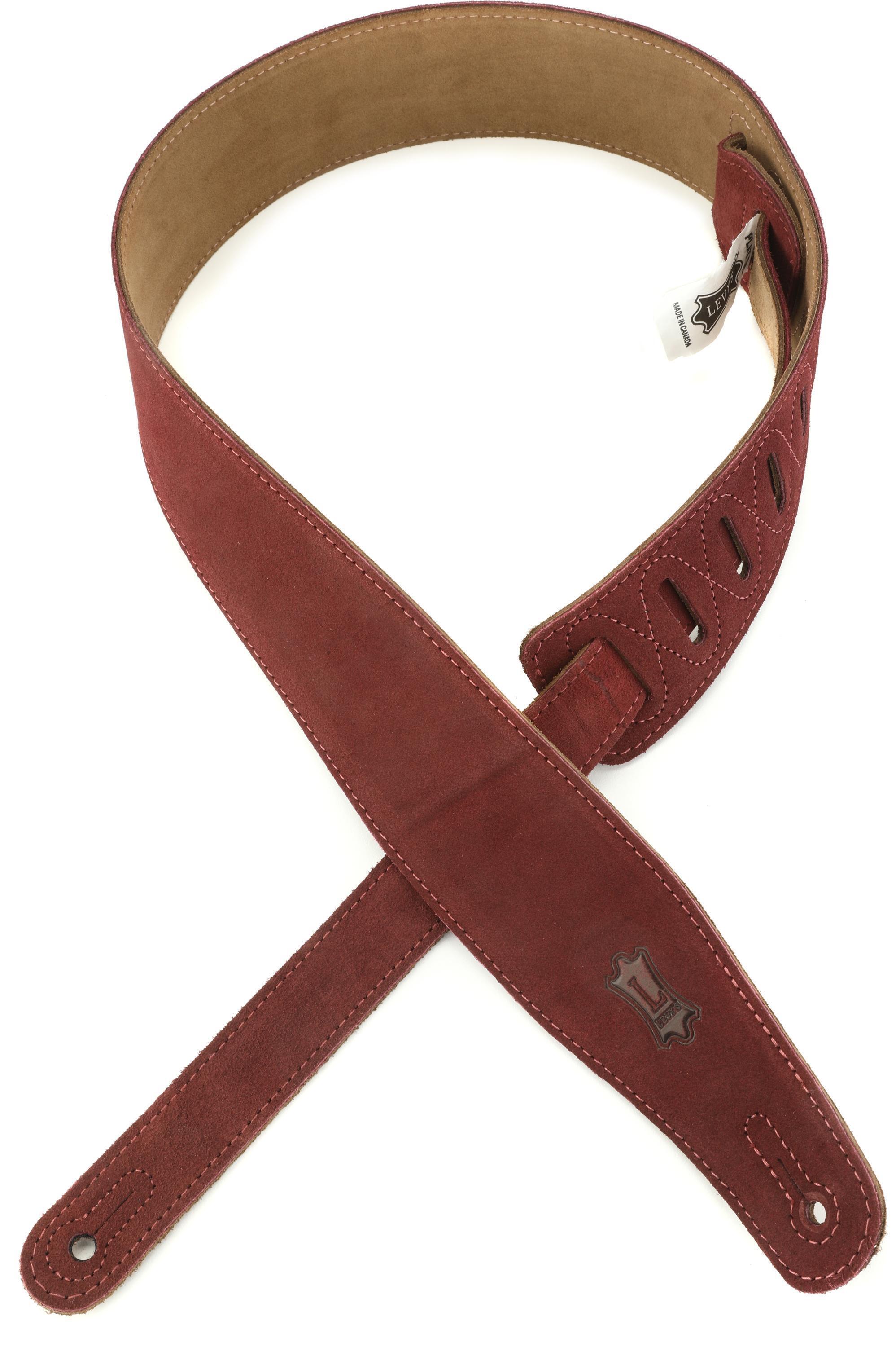 Photo of Levy's MS26 Suede Guitar Strap - Burgundy