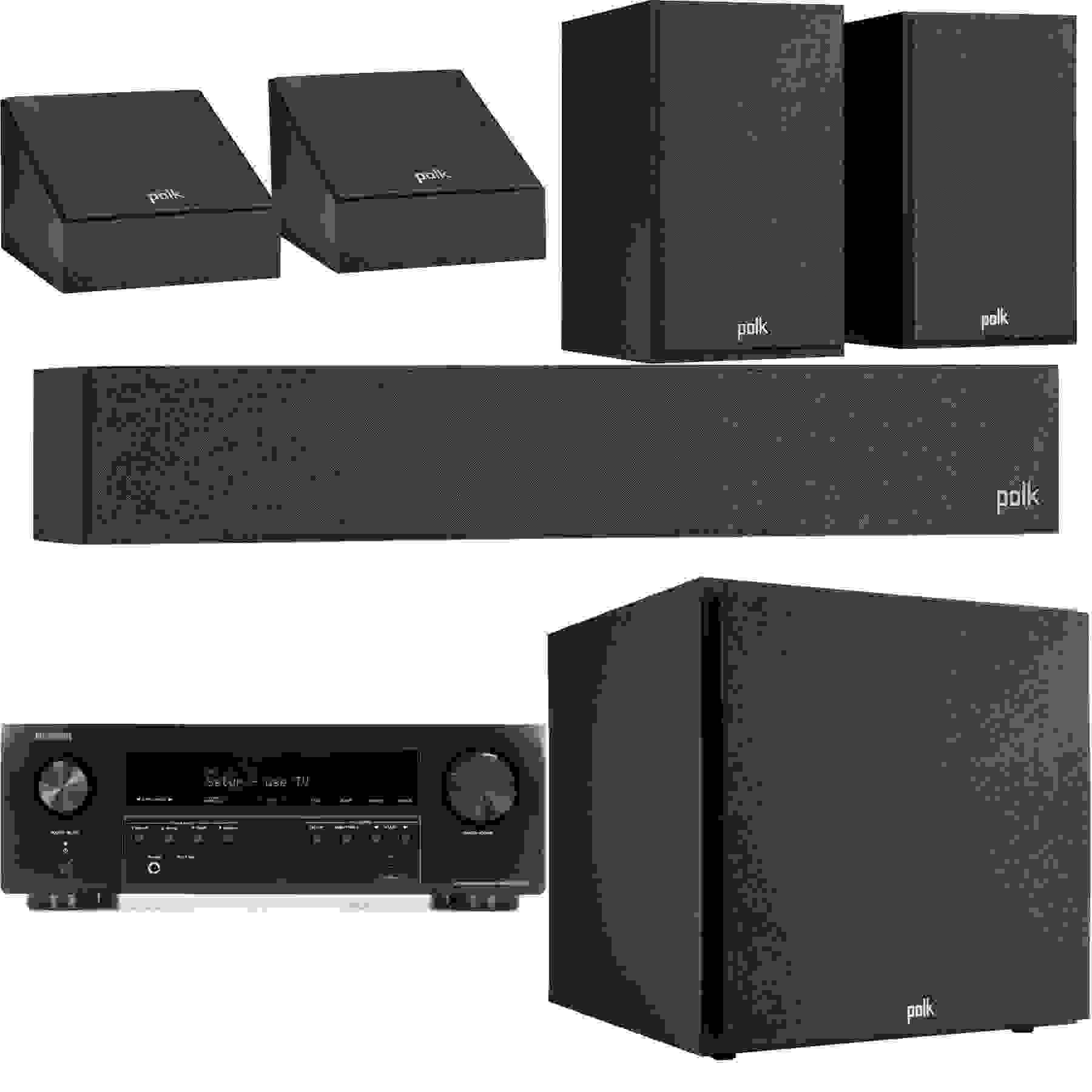 Denon AVRS570BT 70watt, 5.1channel 8K A/V Receiver and Polk Speaker
