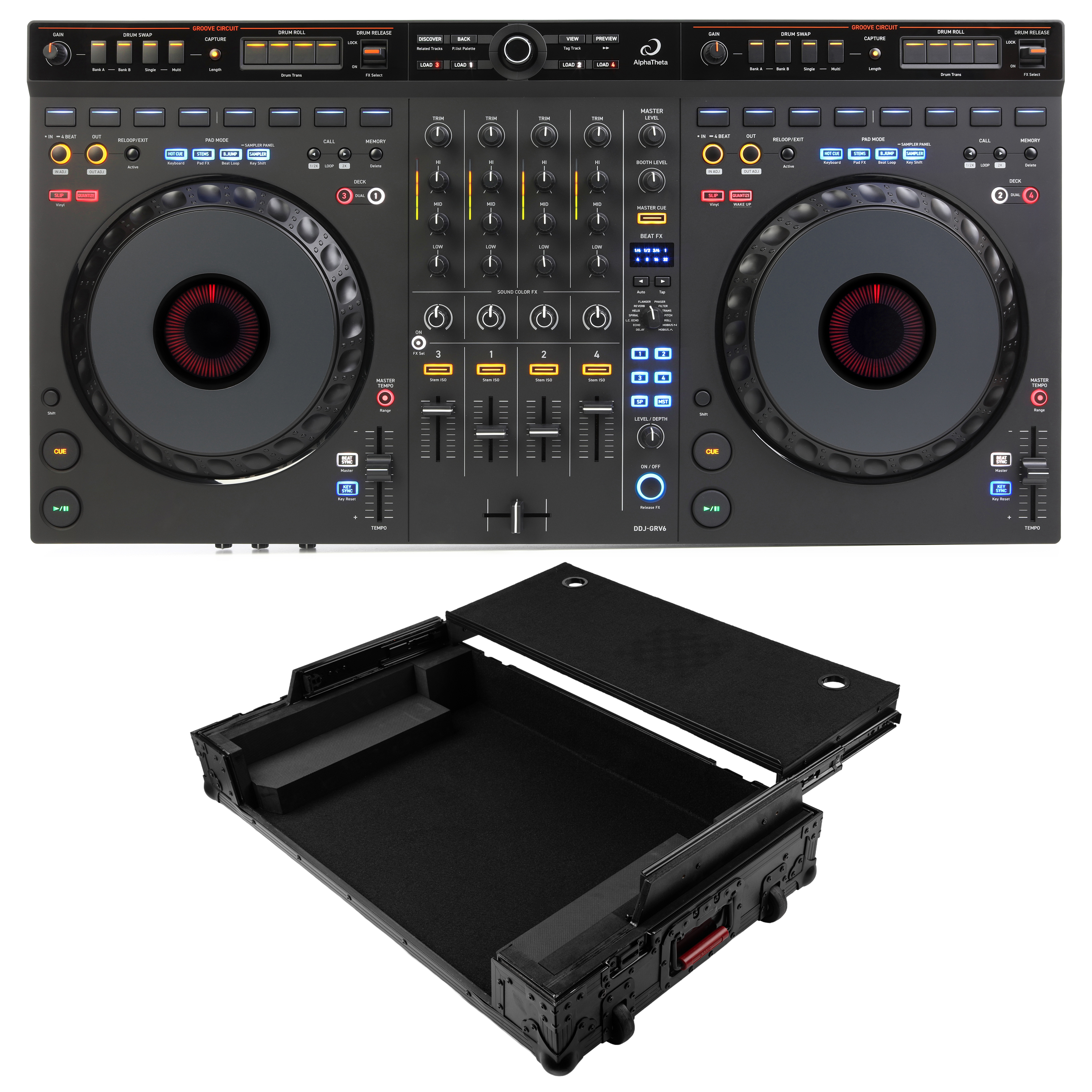 AlphaTheta DDJ-GRV6 4-channel DJ Controller with Upper Deck Flight