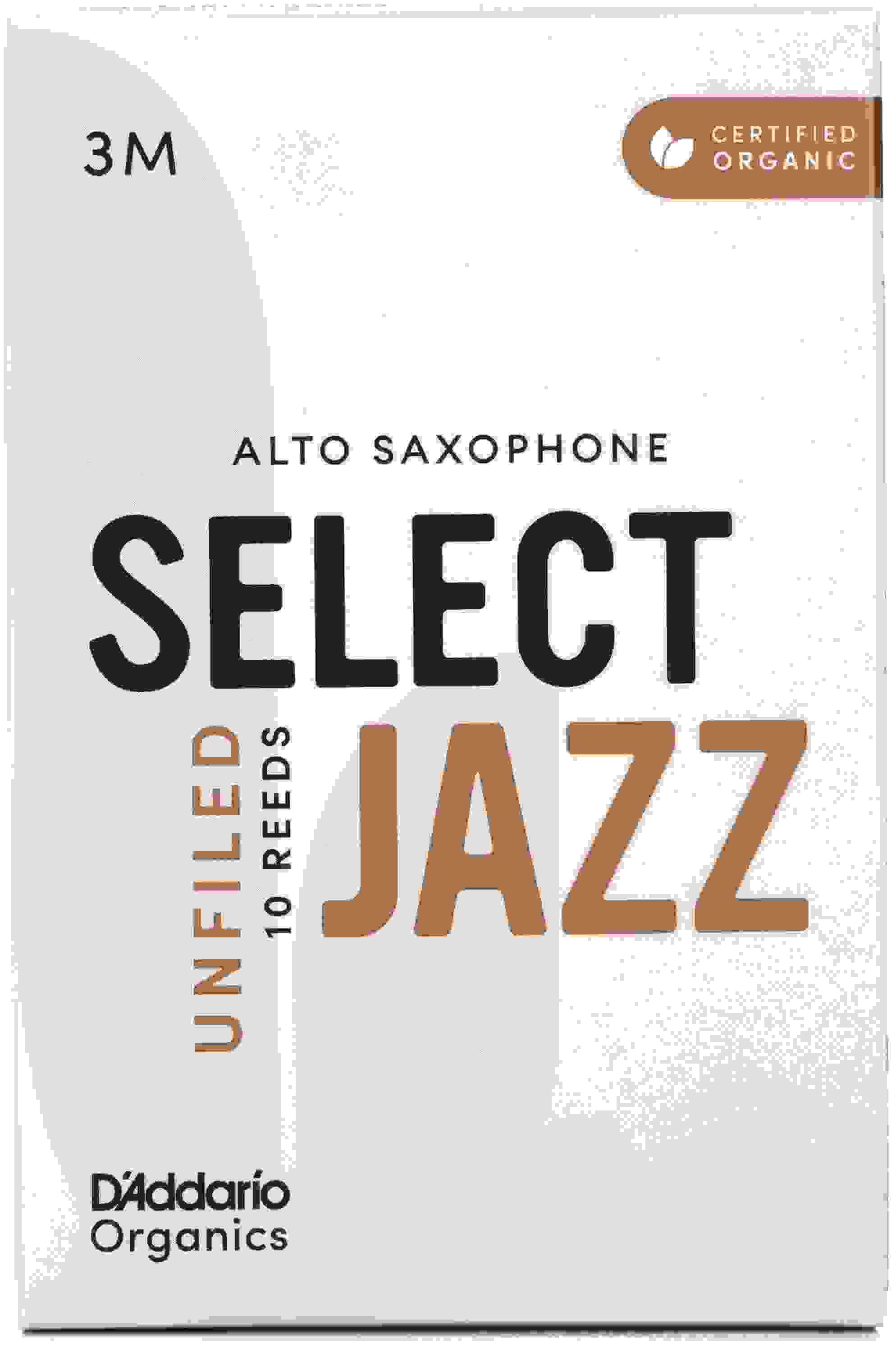 D'Addario Organics Select Jazz Unfiled Alto Saxophone Reeds - 3 Medium (10-pack)