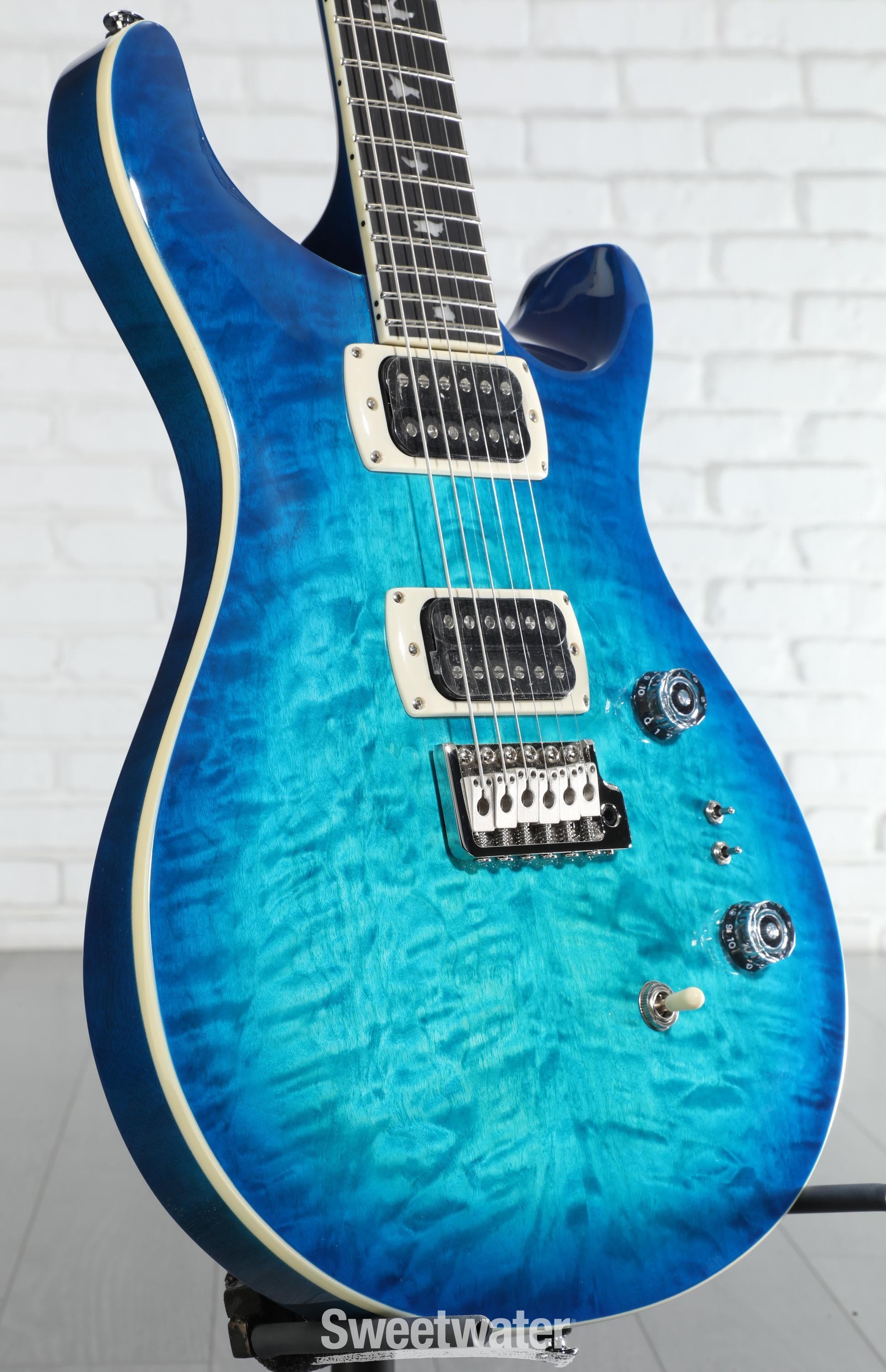 PRS SE Custom 24-08 Quilt Electric Guitar - Lake Blue | Sweetwater