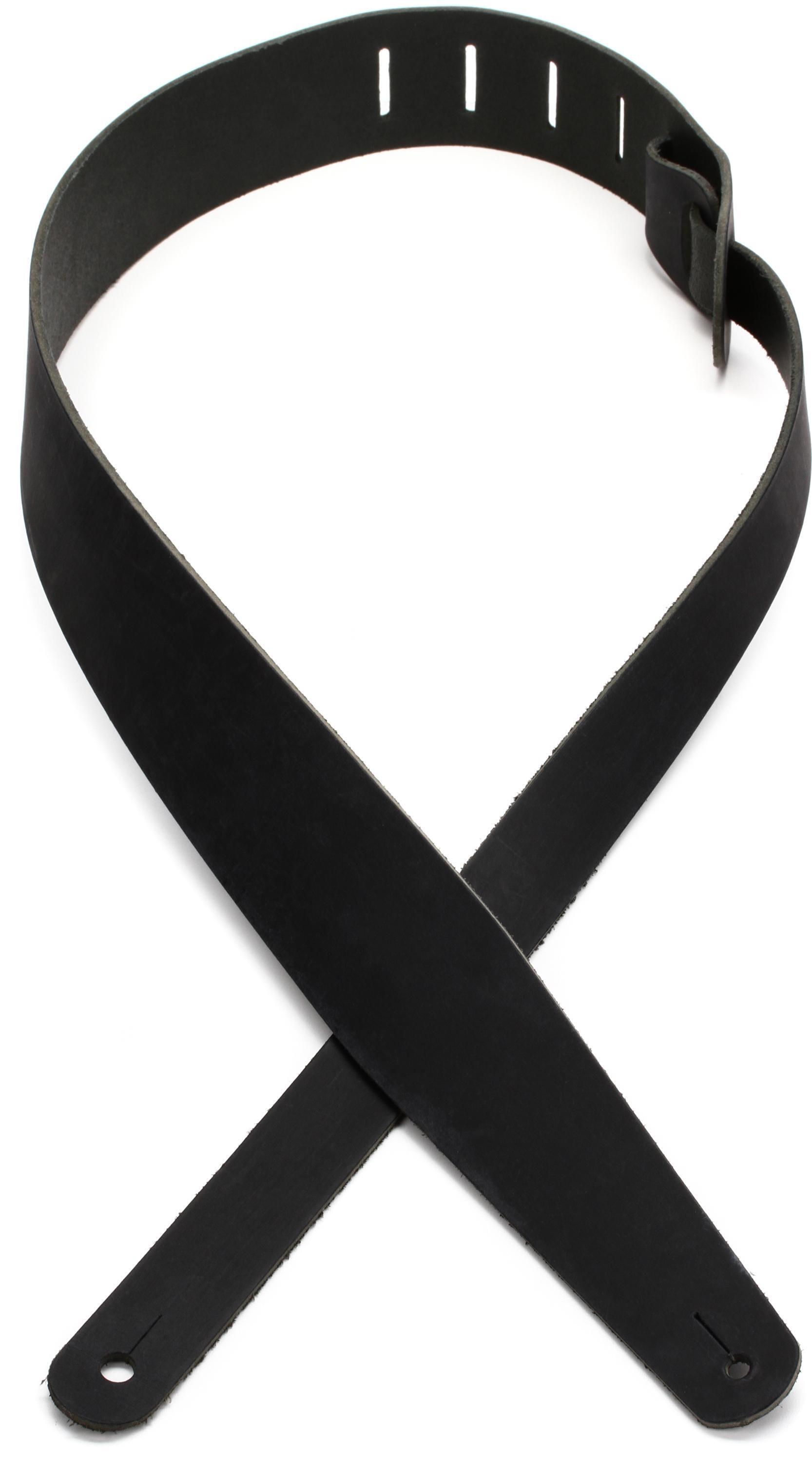 Photo of LM Products Crazyhorse Leather Guitar Strap - Black