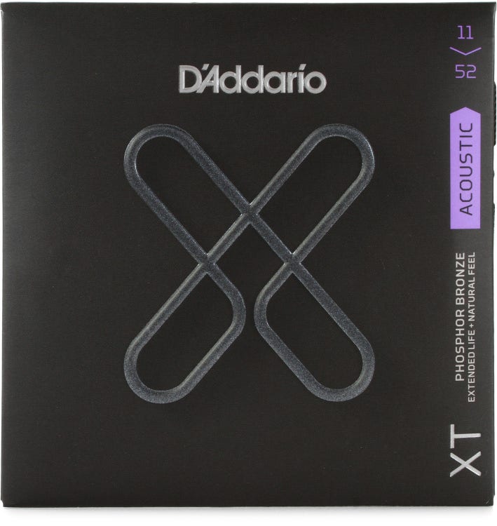 D'Addario XTAPB1152 XT Phosphor Bronze Coated Acoustic Guitar Strings -  .011-.052 Custom Light