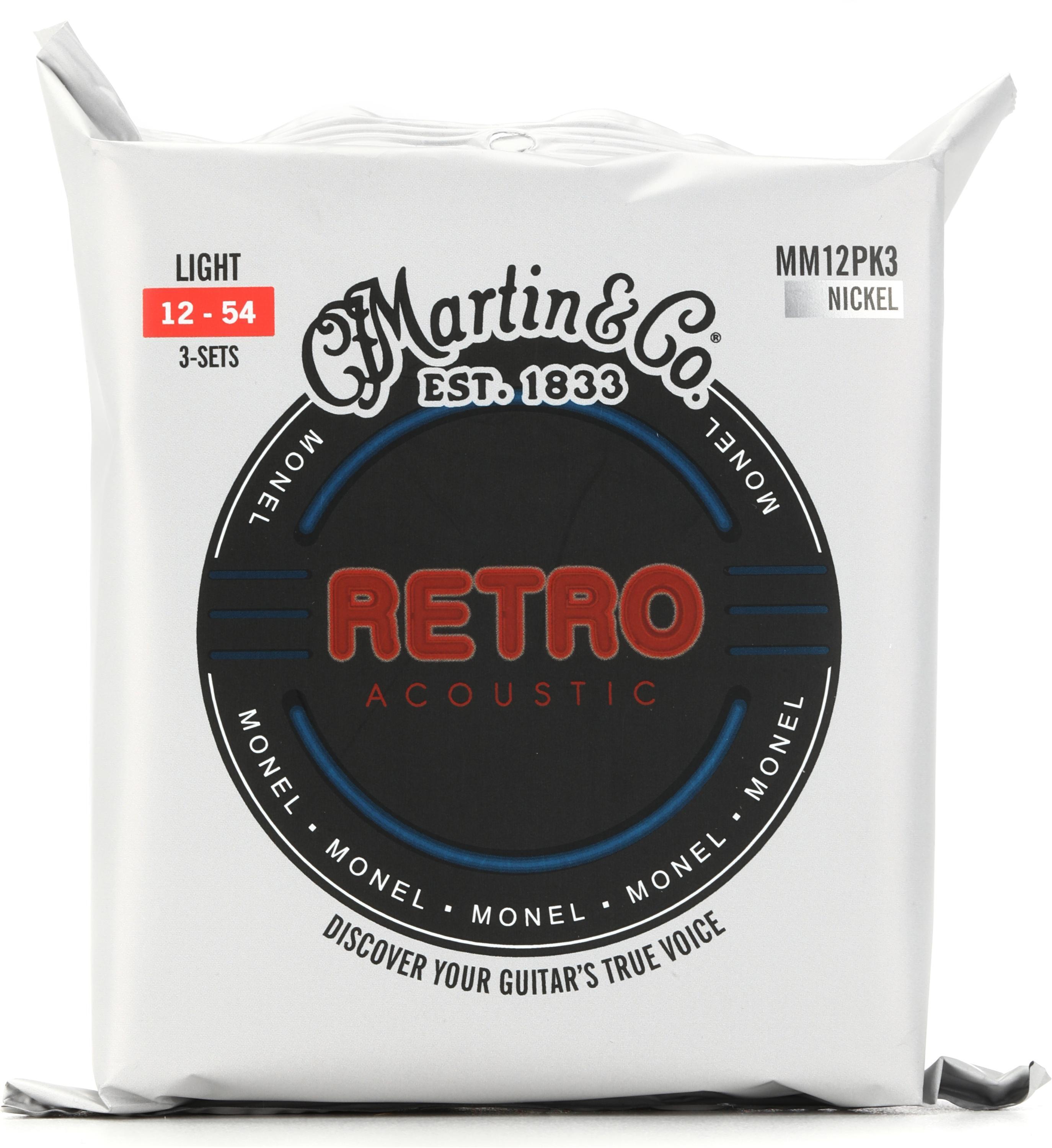 Martin MM12 Retro Monel Acoustic Guitar Strings .012 .054 Light