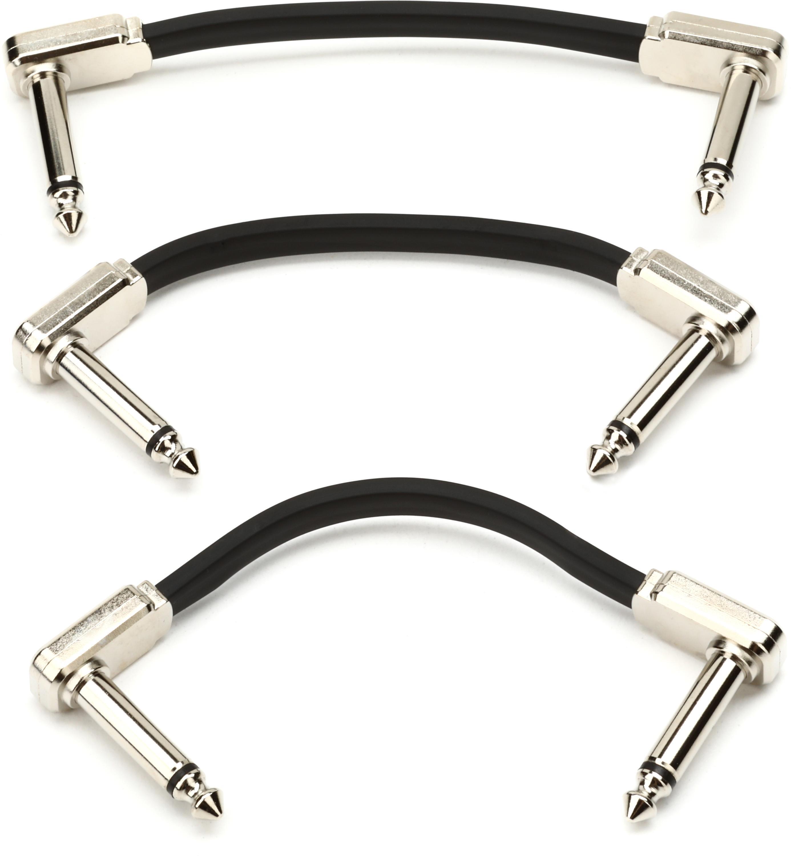 Ernie Ball P06220 Flat Ribbon Pedalboard Patch Cable - Right Angle to Right  Angle - 3 inch (3-pack) | Sweetwater