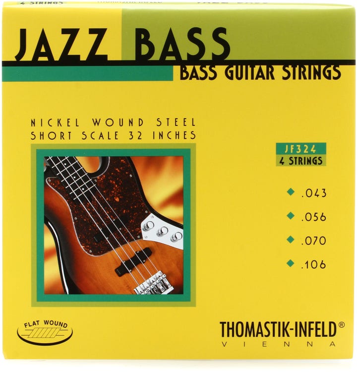 Thomastik-Infeld JF324 Jazz Flatwound Bass Guitar Strings - .043-.106 Short  Scale 32 4-string