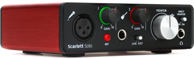 Focusrite SCARLETT SOLO 3rd Gen 192kHz USB Audio Interface w/Pro
