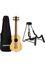 Photo of Kala U-Bass Bamboo Acoustic-Electric Bass Ukulele with Stand - Natural
