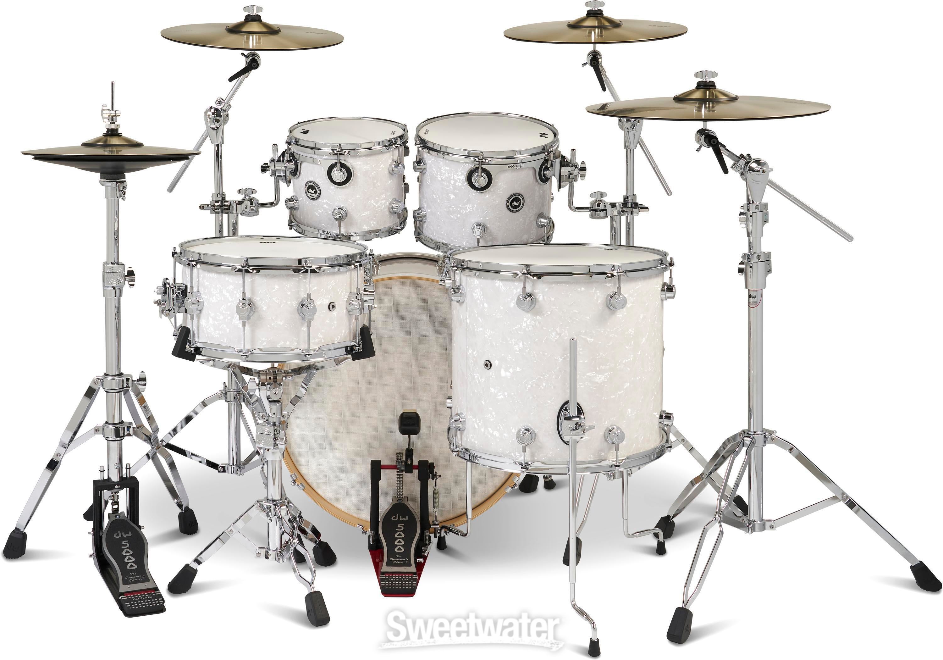 Pacote de kit de bateria de 5 peças DW DWe - BrancoPacote de kit de bateria de 5 peças DW DWe - Branco  