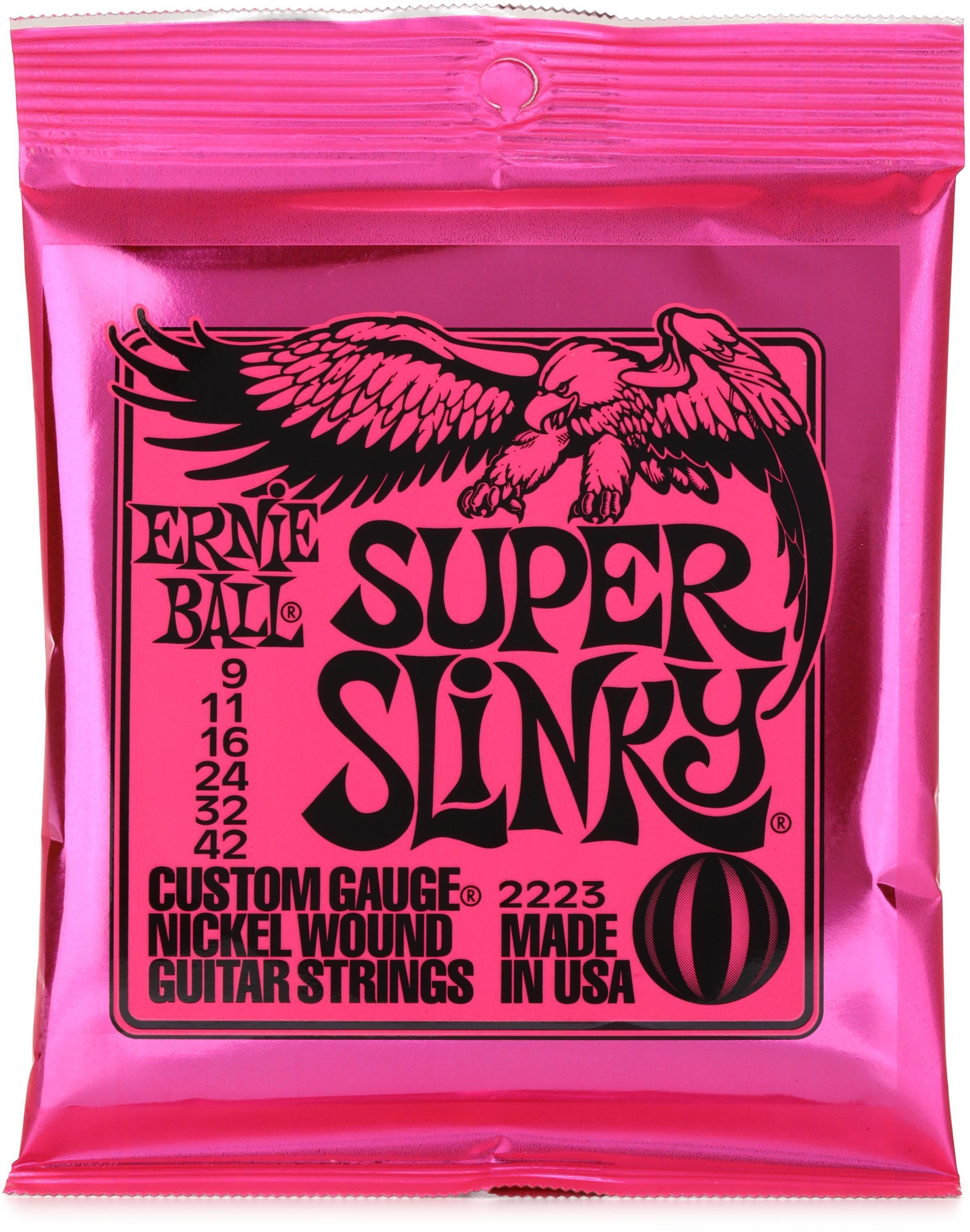 Bundled Item: Ernie Ball 2223 Super Slinky Nickel Wound Electric Guitar Strings - .009-.042