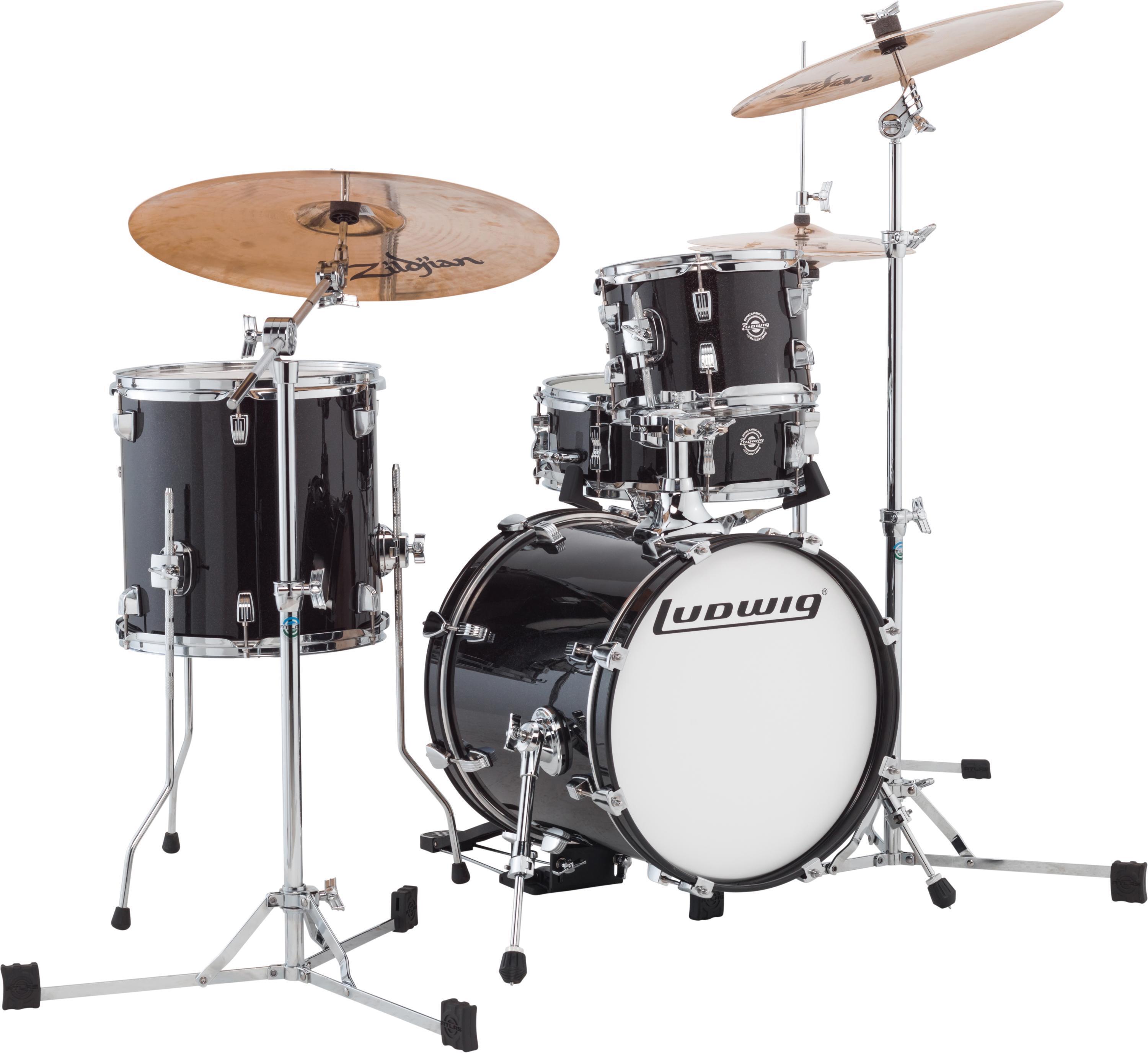 Ludwig Breakbeats By Questlove 4-piece Shell Pack with Snare Drum - Black  Gold Sparkle