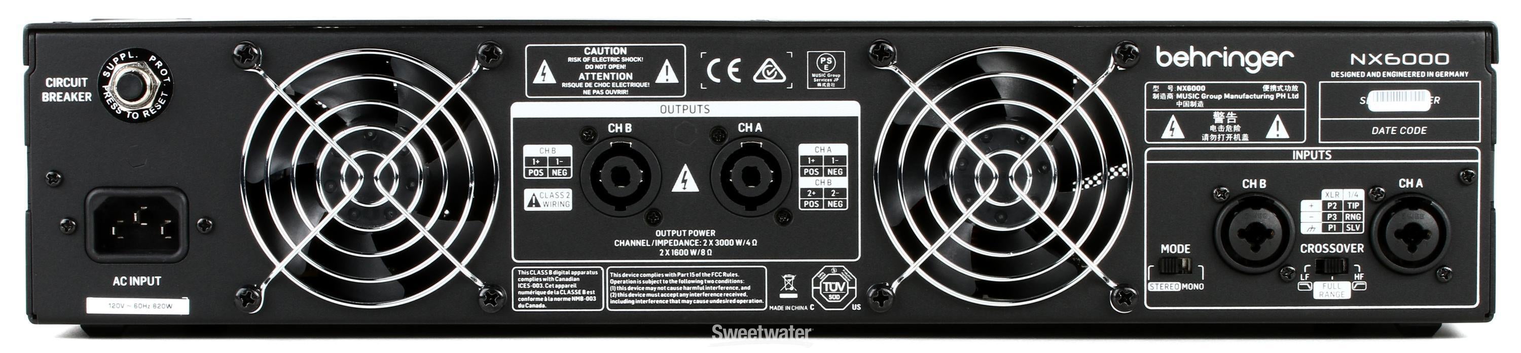 Behringer NX6000 6000W 2-channel Power Amplifier | Sweetwater