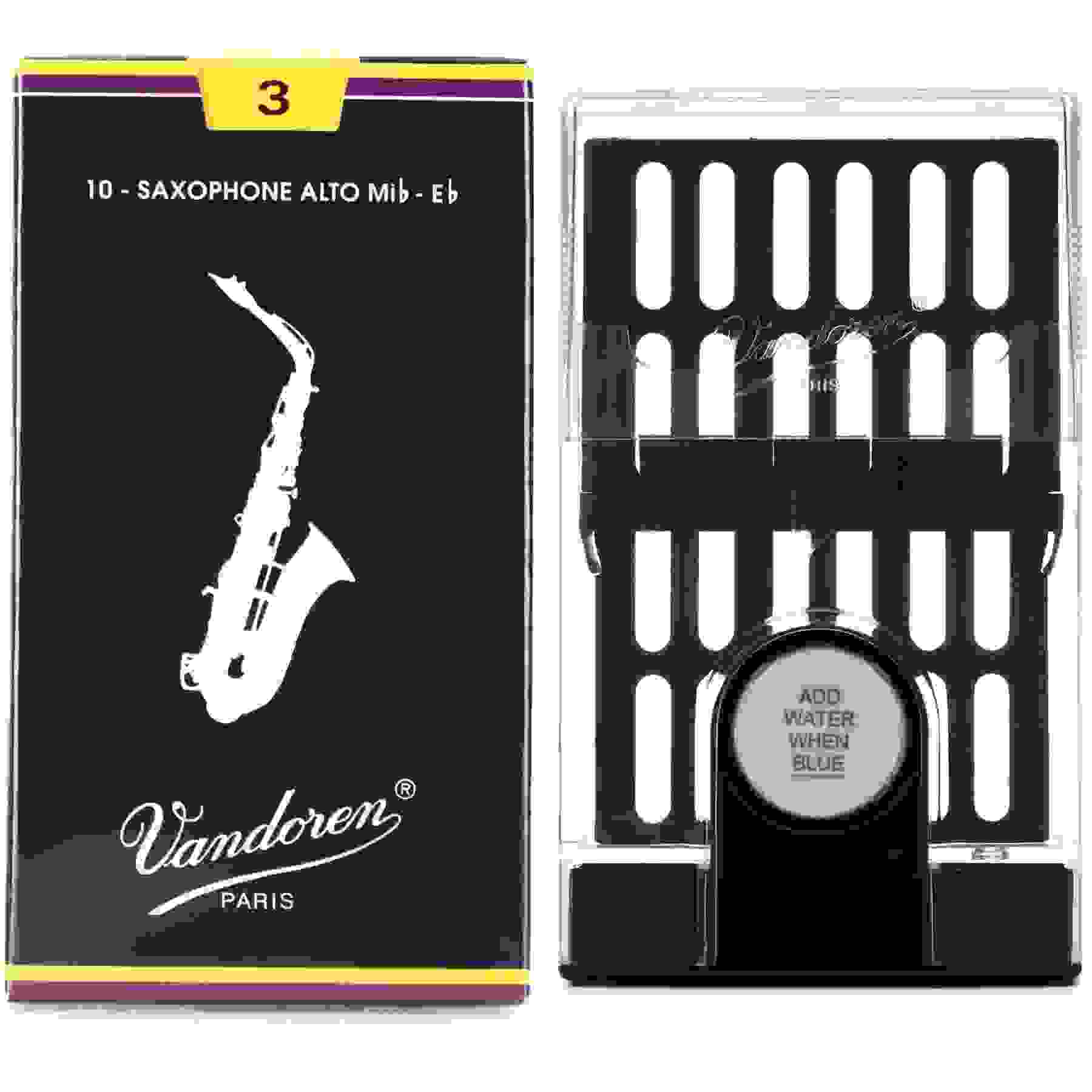 Vandoren SR213 - Traditional Alto Saxophone Reeds with Reed Case - 3.0 (10-pack)