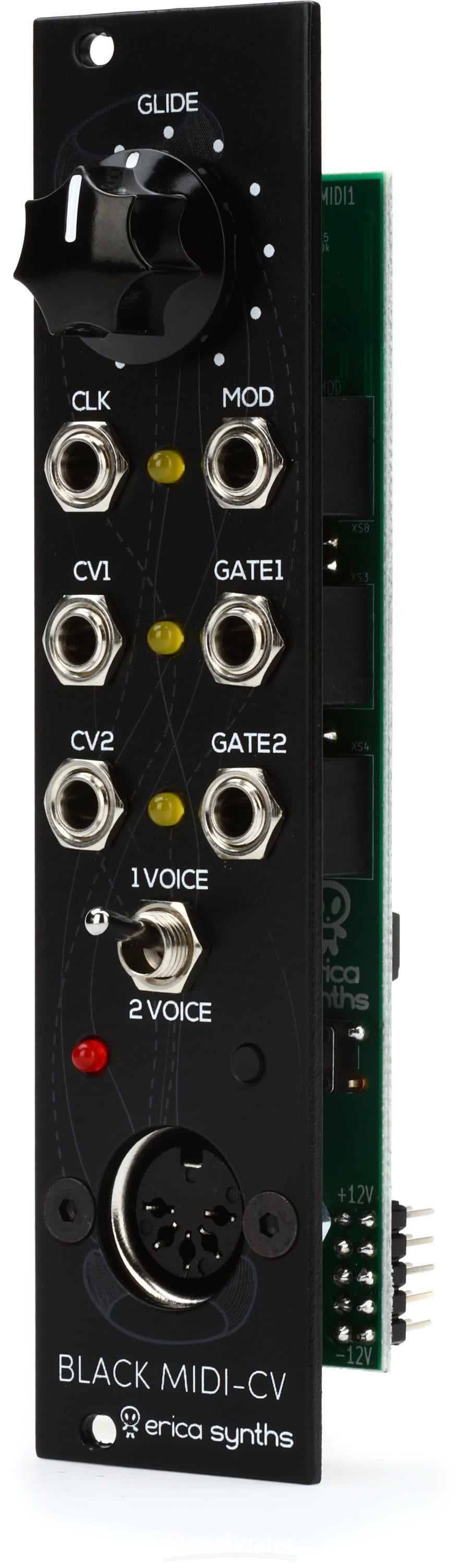 Black MIDI-CV V2 2-channel MIDI to CV / Gate Eurorack Module