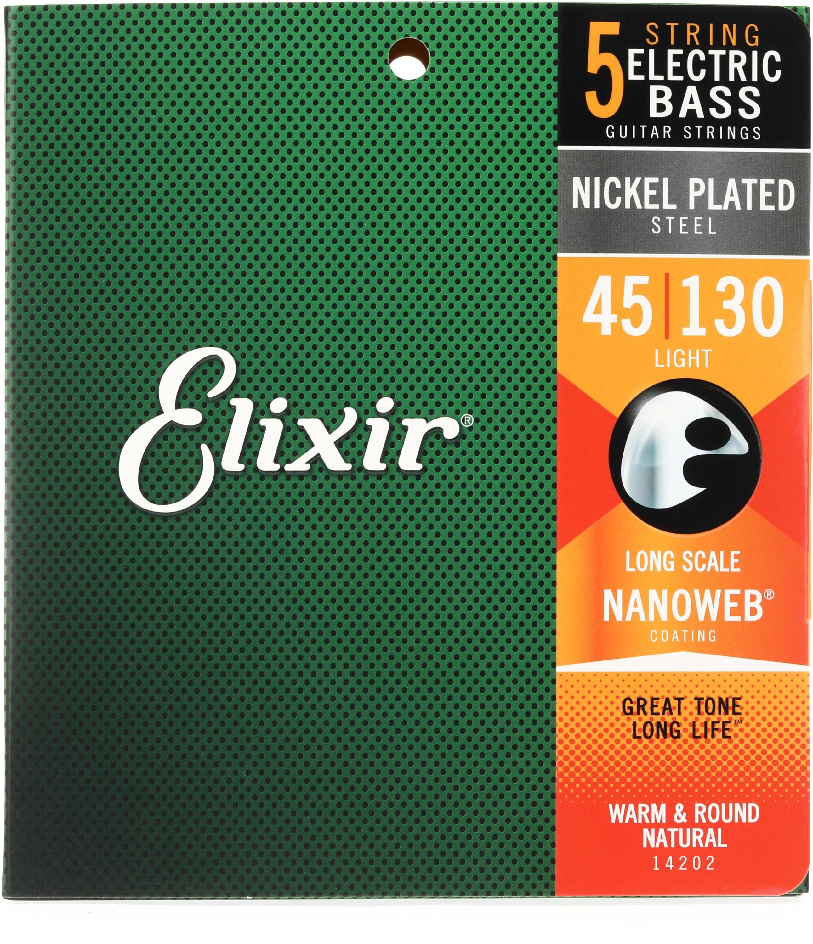 Elixir Strings 14202 Nanoweb Electric Bass Guitar Strings .045