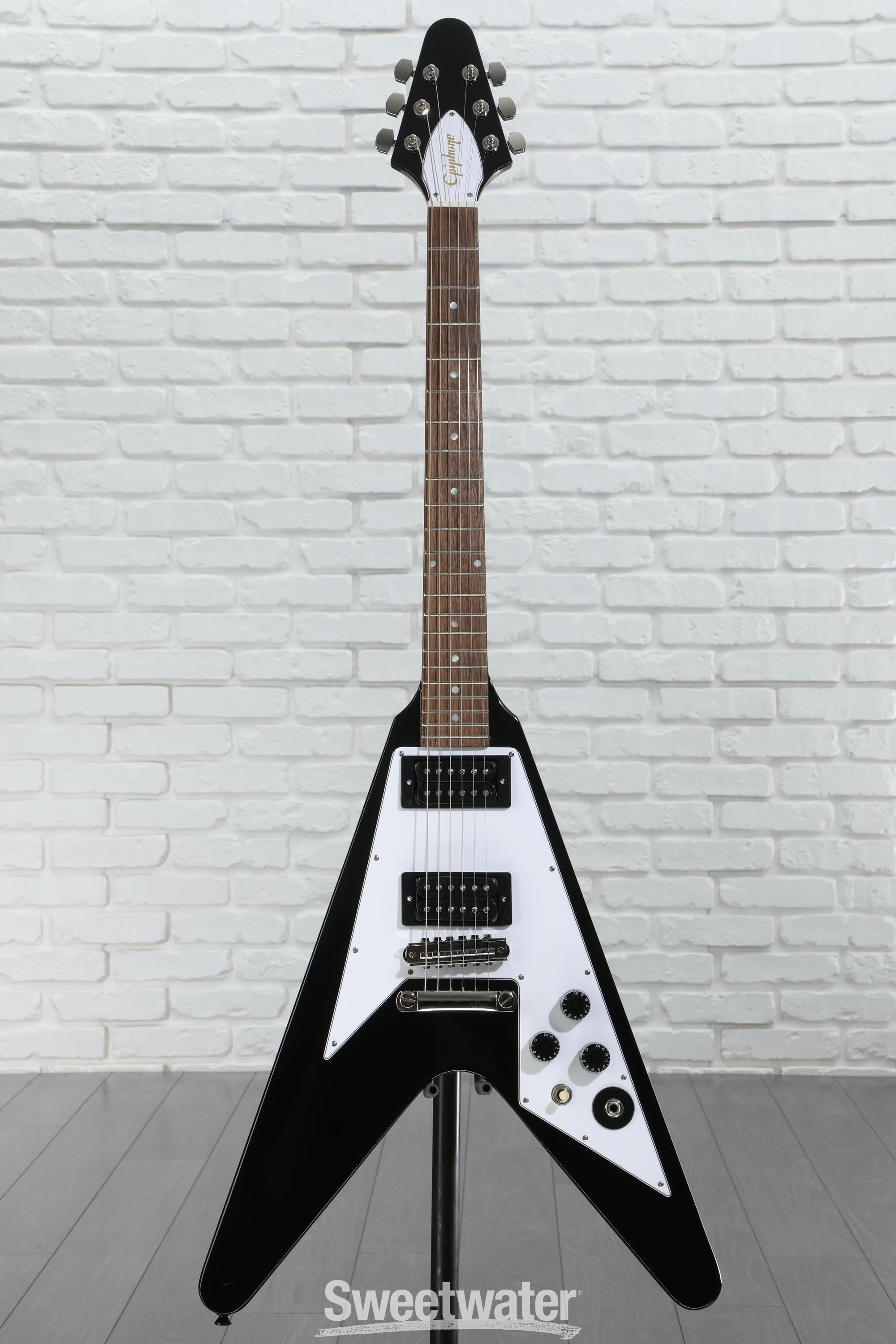 EPIPHONE ( エピフォン ) Flying V Ebony Epiphone Kirk Hammett 1979 Flying V - Ebony - Swing City Music
