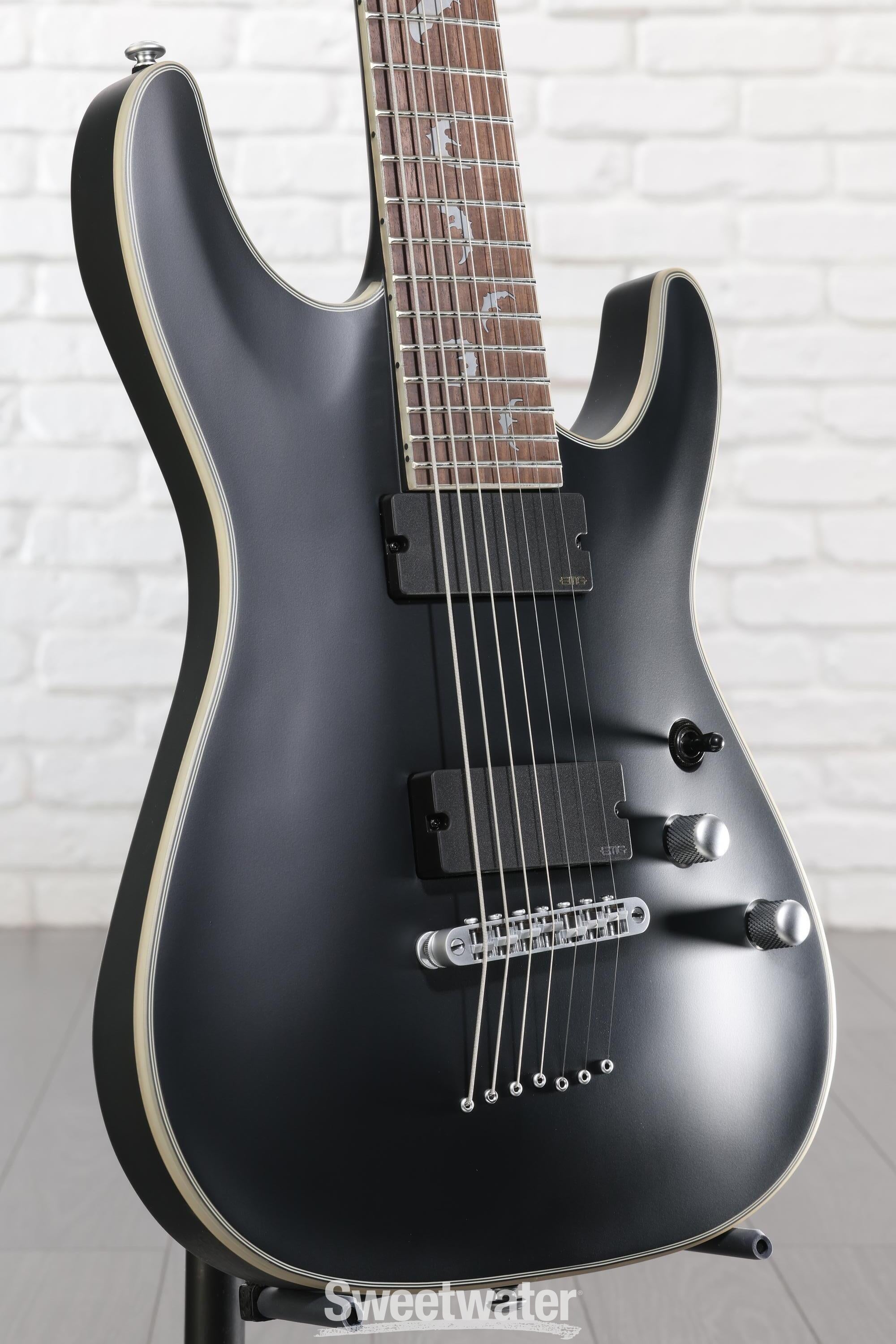 Schecter Damien Platinum 7 Electric Guitar - Satin Black | Sweetwater