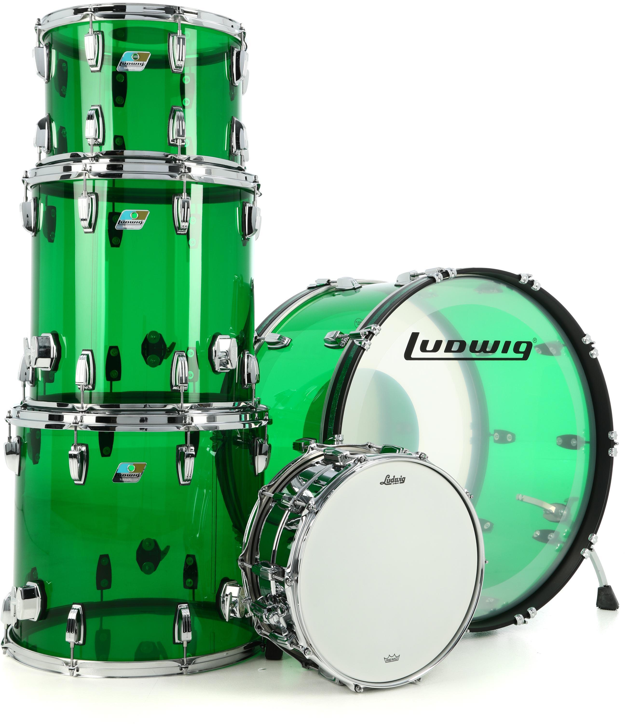 Ludwig Vistalite Zep 5-piece Shell Pack with Snare Drum - Green