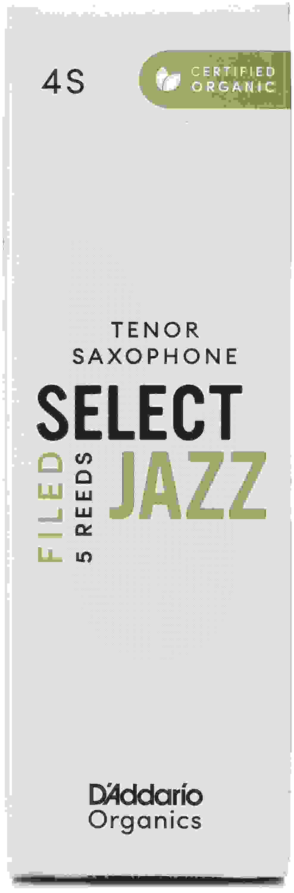 D'Addario Organics Select Jazz Filed Tenor Saxophone Reeds - 4 Soft (5-pack)