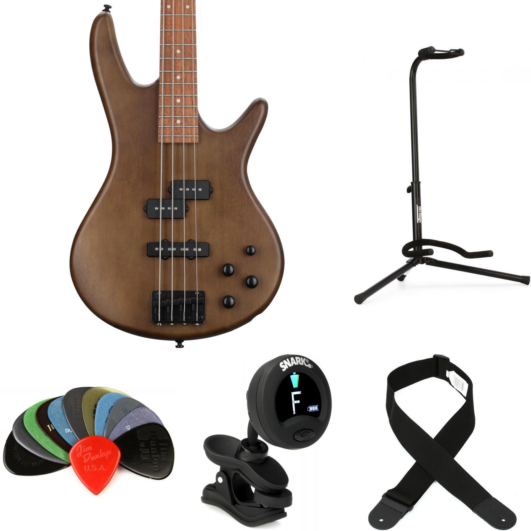 Ibanez Gio GSR200BWNF Bass Guitar Essentials Bundle - Walnut Flat