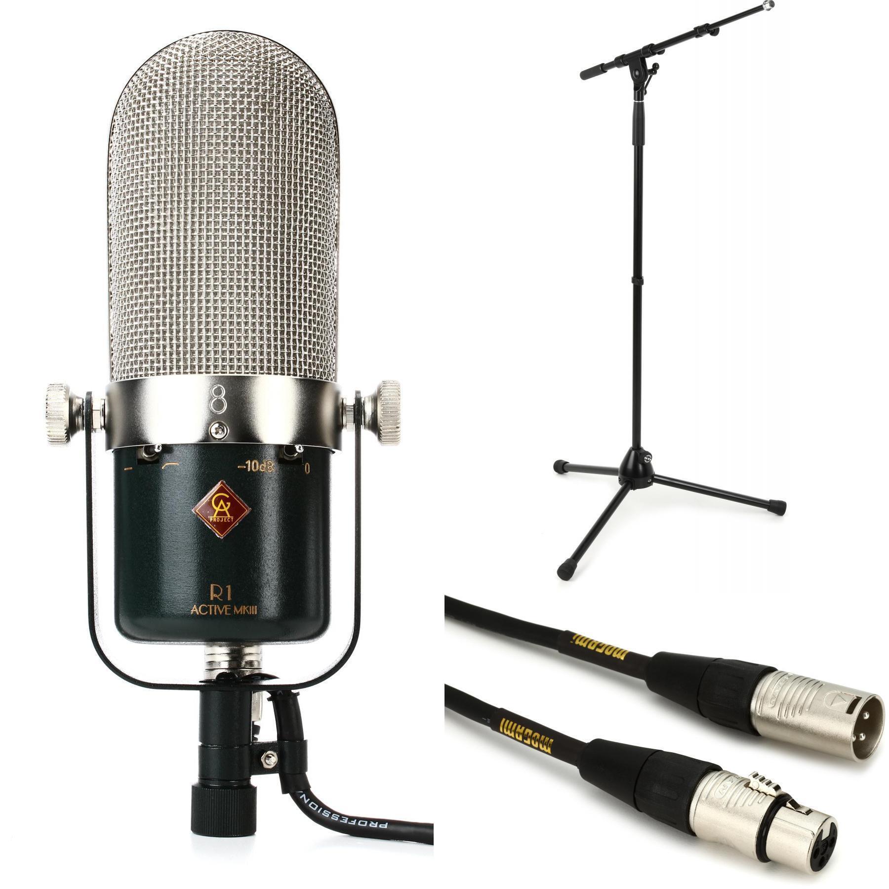 Golden Age Project R1 Active MKIII Ribbon Microphone Bundle with Stand and  Cable