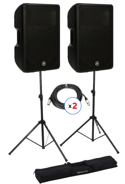 Yamaha DBR15 1000W 15 inch Powered Speaker Pair with Stands and