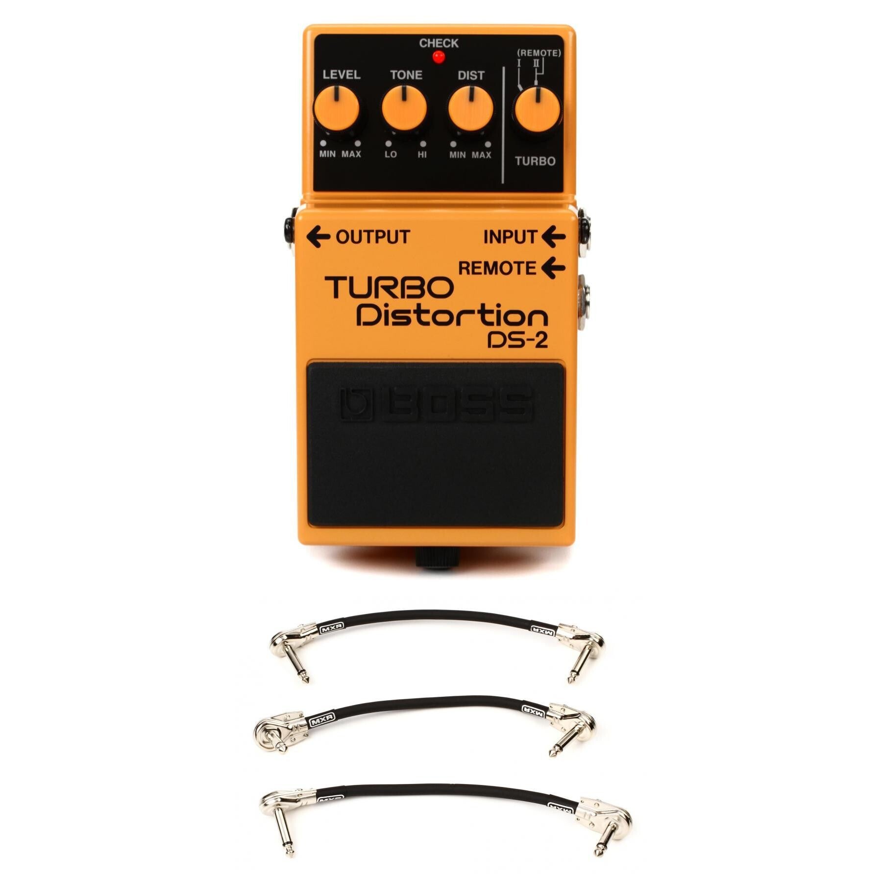 Boss DS-2 Turbo Distortion Pedal with 3 Patch Cables