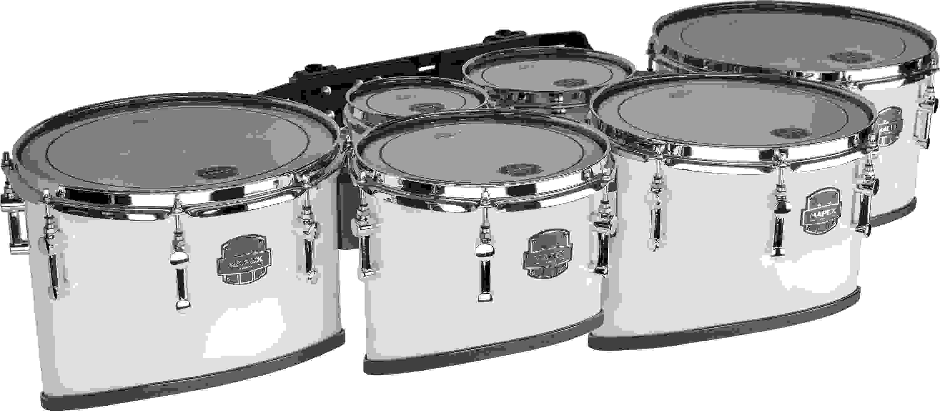Mapex Quantum Mark II Classic Cut Marching Tenor Drum Sextet - 6/8/10/12/13/14-inch - Gloss White