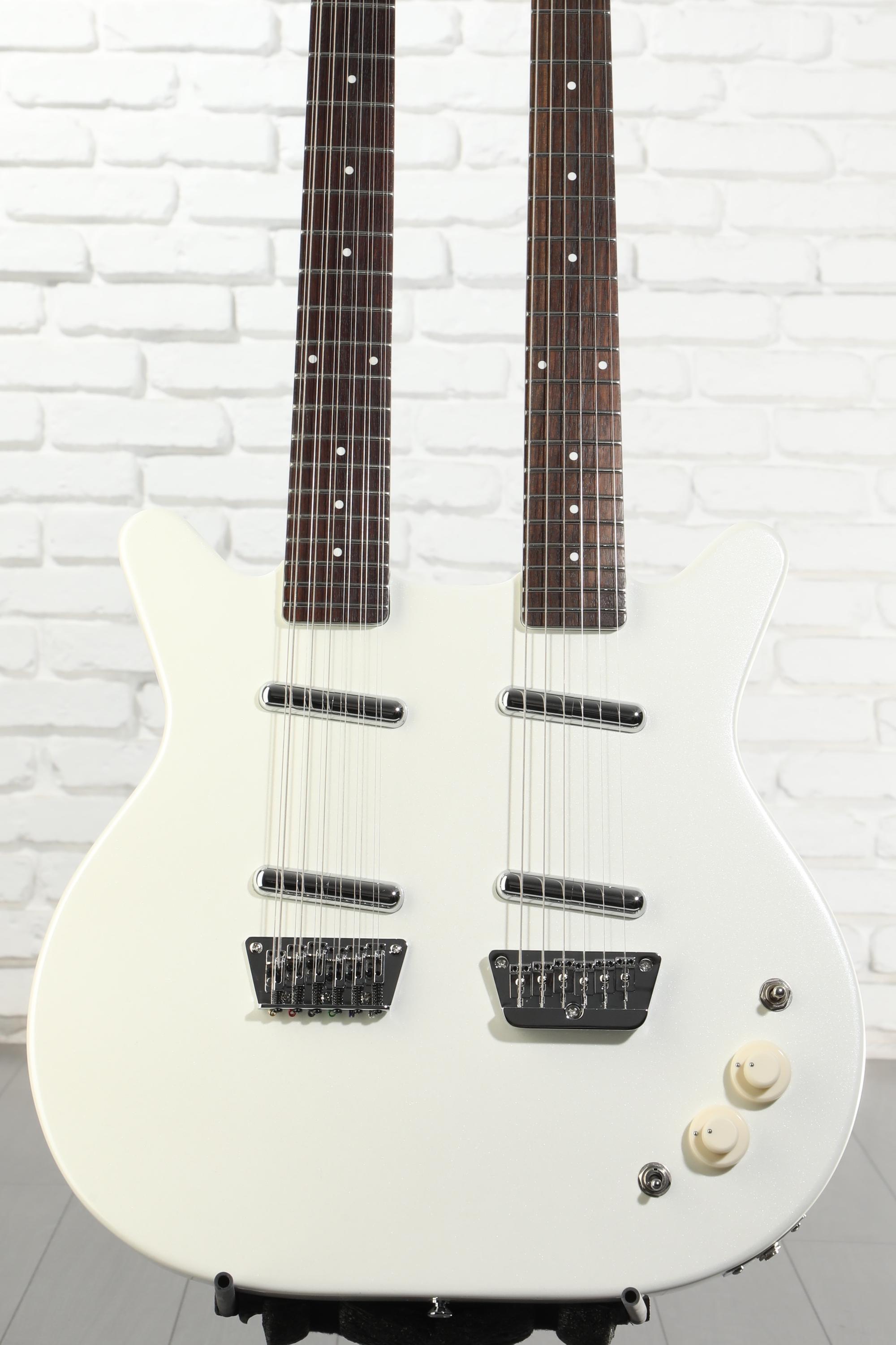 Danelectro Doubleneck Electric Guitar - White Pearl | Sweetwater