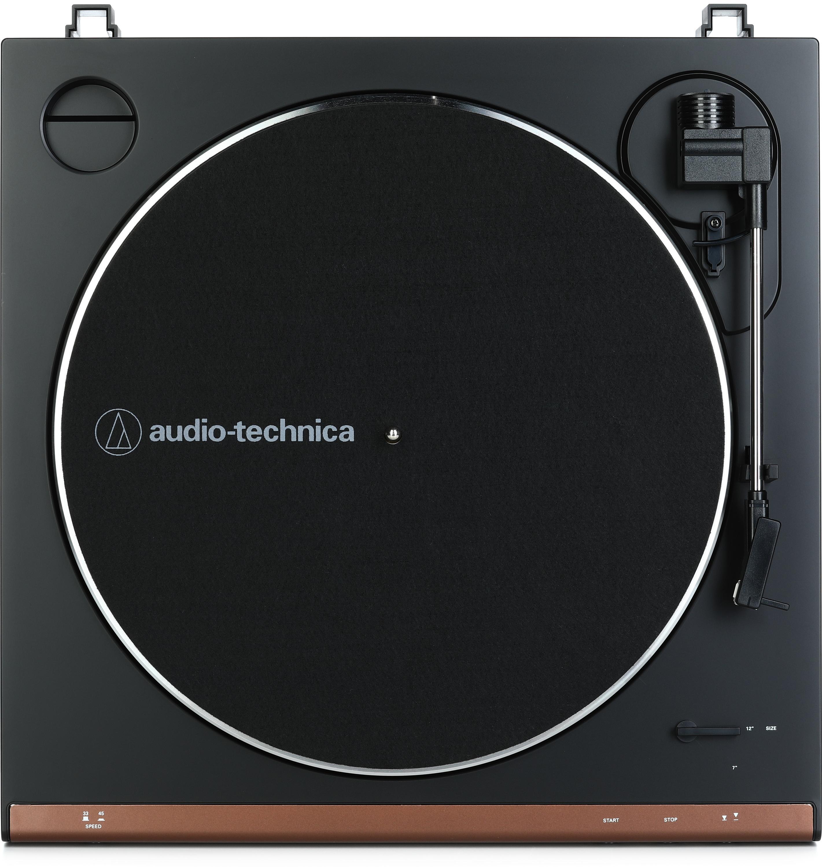  Audio-Technica At-LP60X-BW Fully Automatic Belt-Drive Stereo  Turntable, Hi-Fi, 2 Speed, Dust Cover, Anti-Resonance, Die-Cast Aluminum  Platter Brown : Electronics