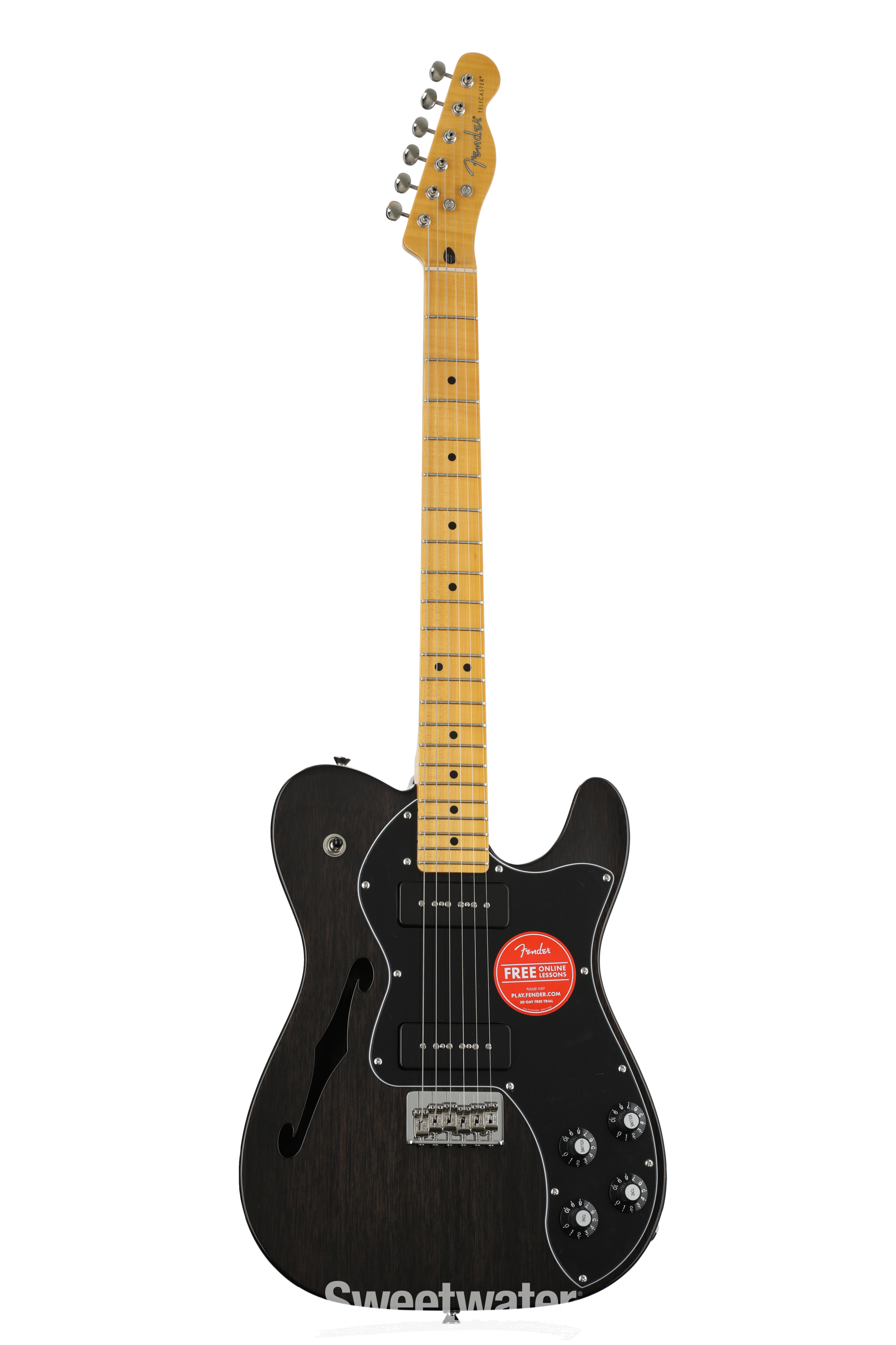 Fender Modern Player Telecaster Thinline Deluxe - Black Transparent
