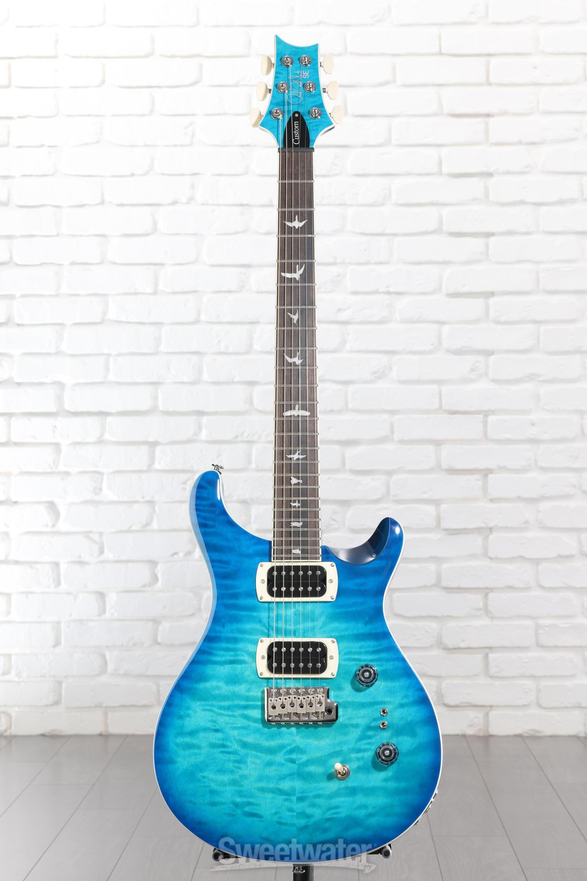 PRS SE Custom 24-08 Quilt Electric Guitar - Lake Blue | Sweetwater